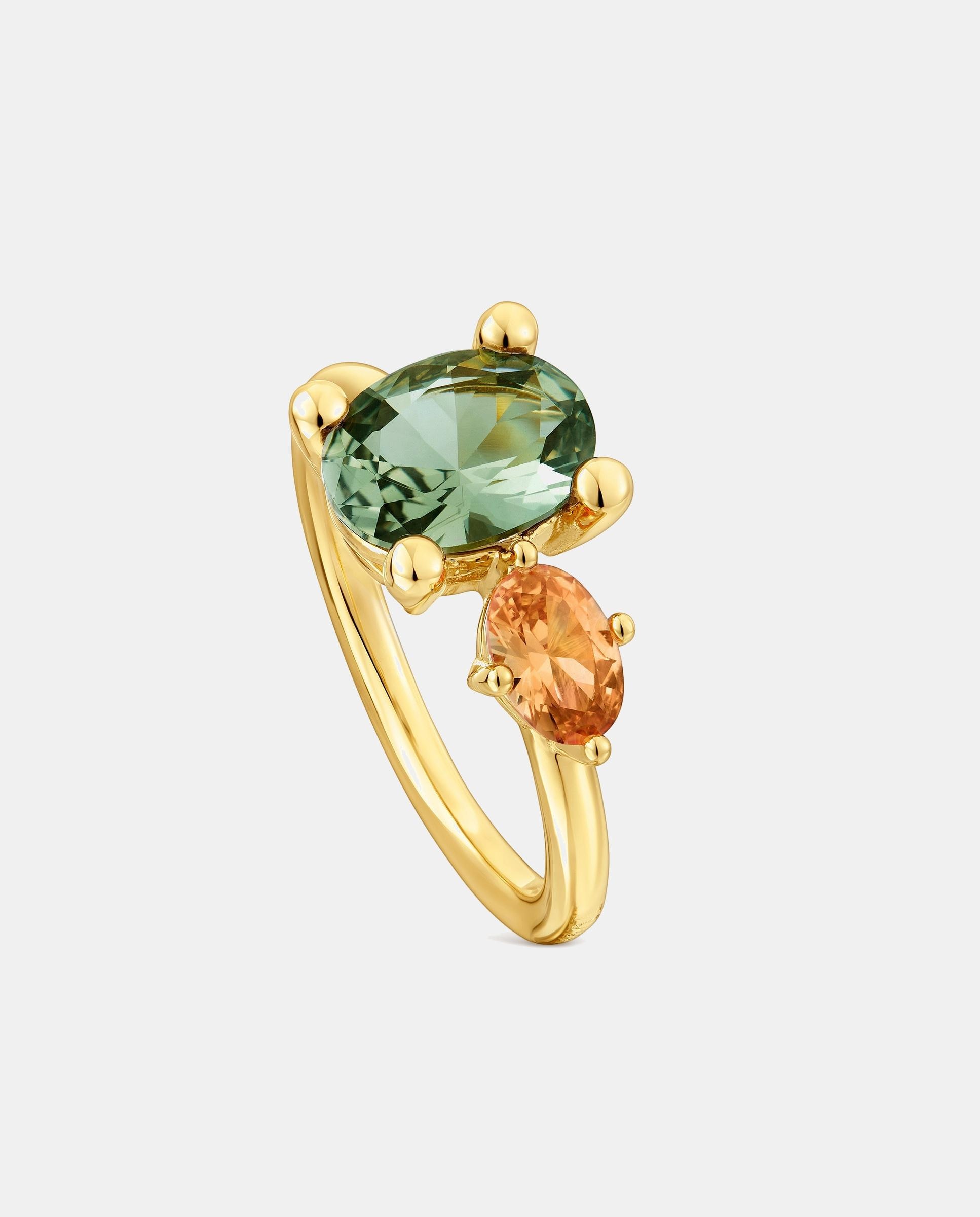 Anel Color Lab Médio Banhado a Ouro 18 Kt Sobre Prata com Espinela e Citrino Criados em Laboratório Multicolor-1