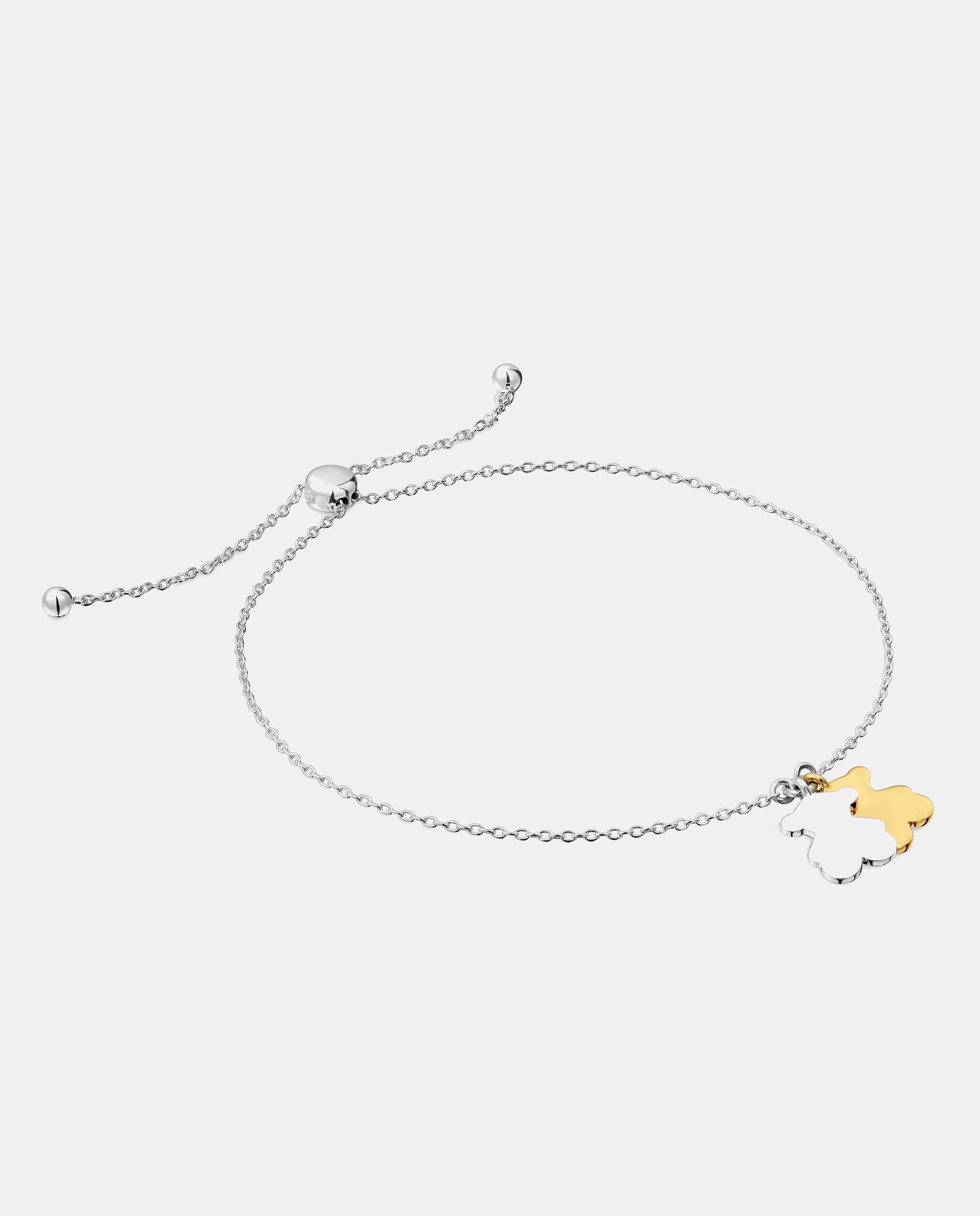 Pulseira de Corrente Tous Sweet Dolls com Banho de Ouro 18 Kt Sobre Prata e Ursos Pendentes Bicolor-1