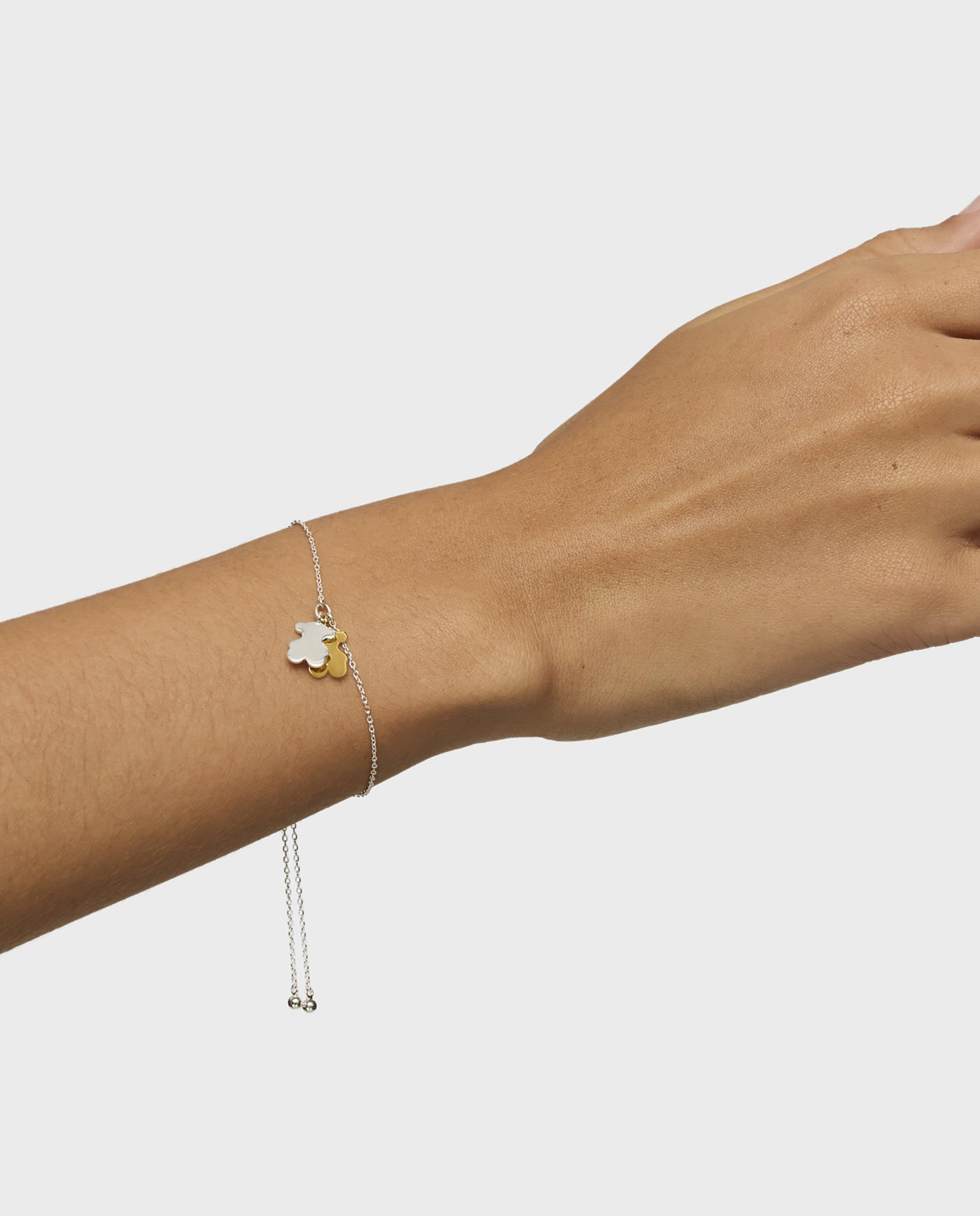 Pulseira de Corrente Tous Sweet Dolls com Banho de Ouro 18 Kt Sobre Prata e Ursos Pendentes Bicolor-4