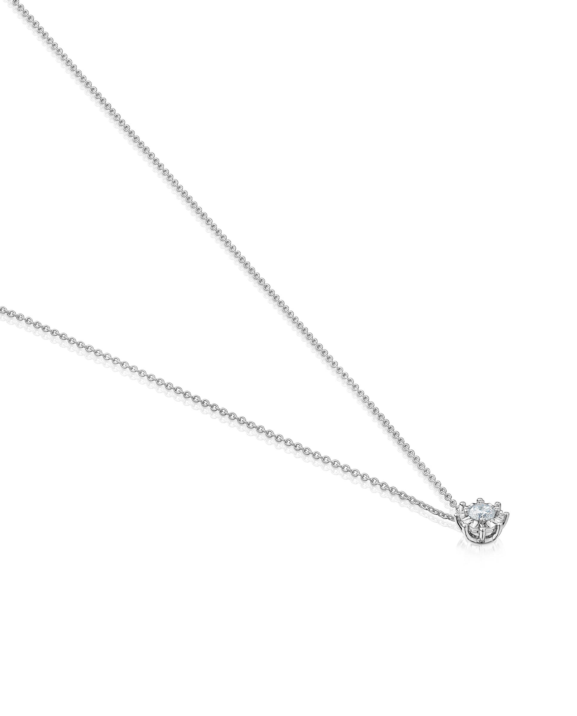 Colar Les Classiques Curto Rosa de Ouro Branco e Diamantes 0,15ct Branco-2
