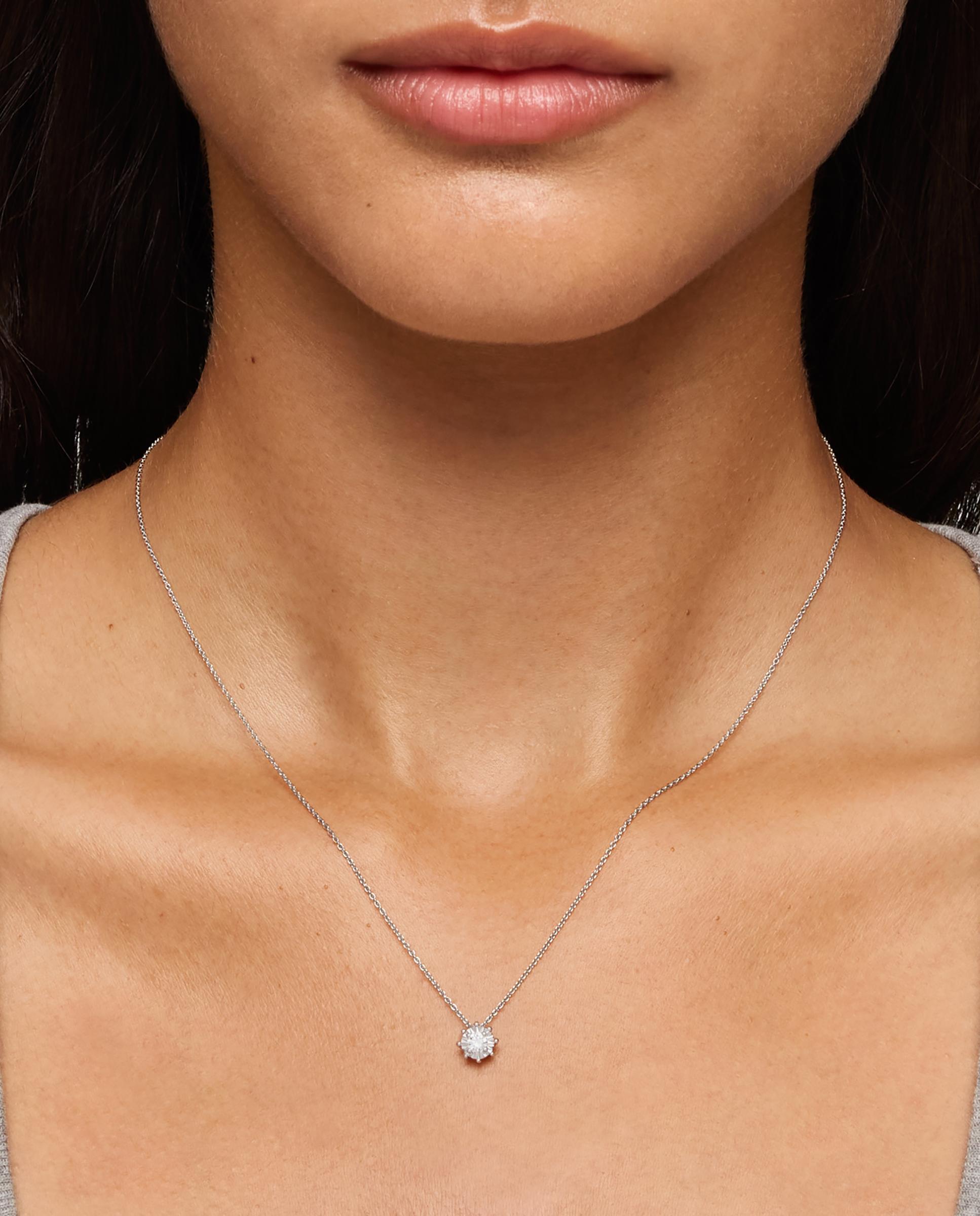 Colar Les Classiques Curto Rosa de Ouro Branco e Diamantes 0,15ct Branco-5