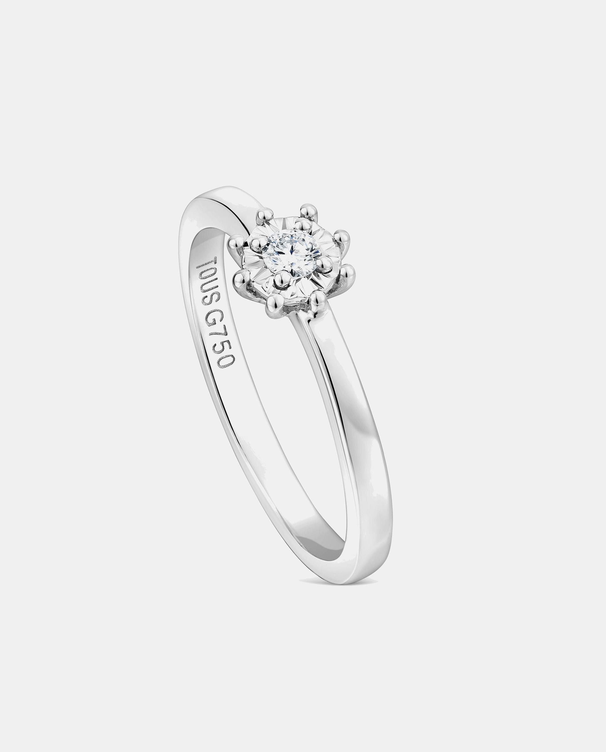 Anel Les Classiques Rosetão Pequeno de Ouro Branco e Diamantes Branco-1