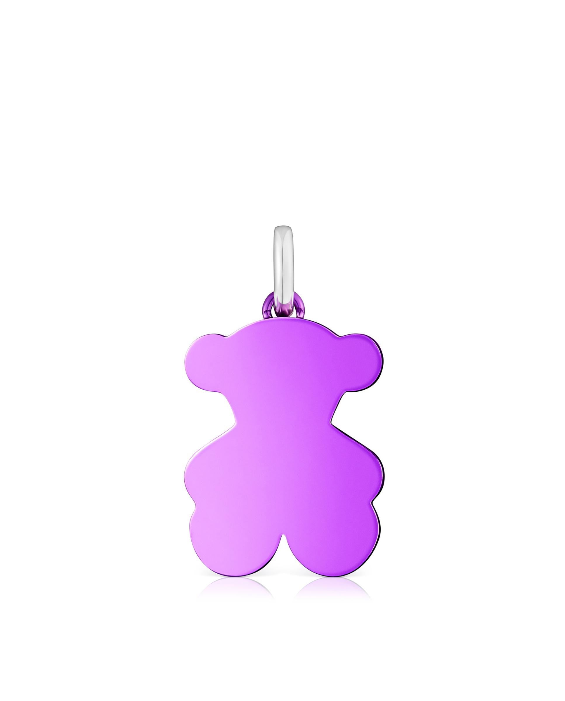 Pingente Sweet Dolls com Urso Médio de Aço em Lilás Roxo-1