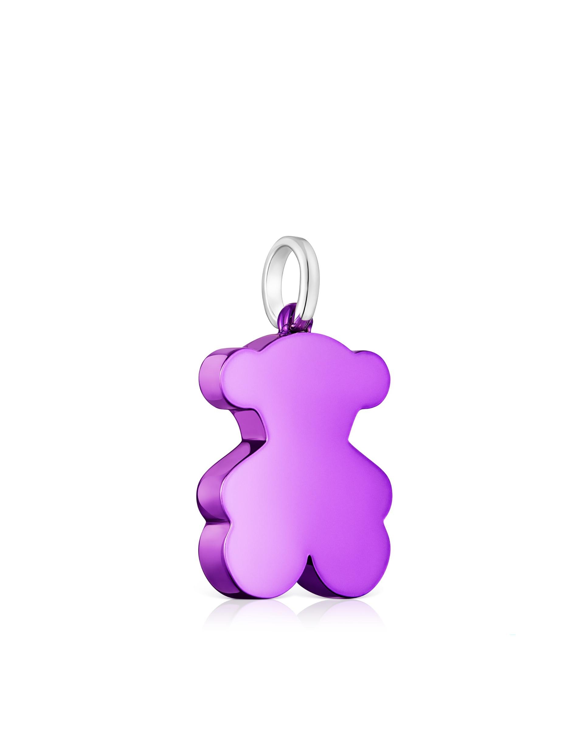 Pingente Sweet Dolls com Urso Médio de Aço em Lilás Roxo-2