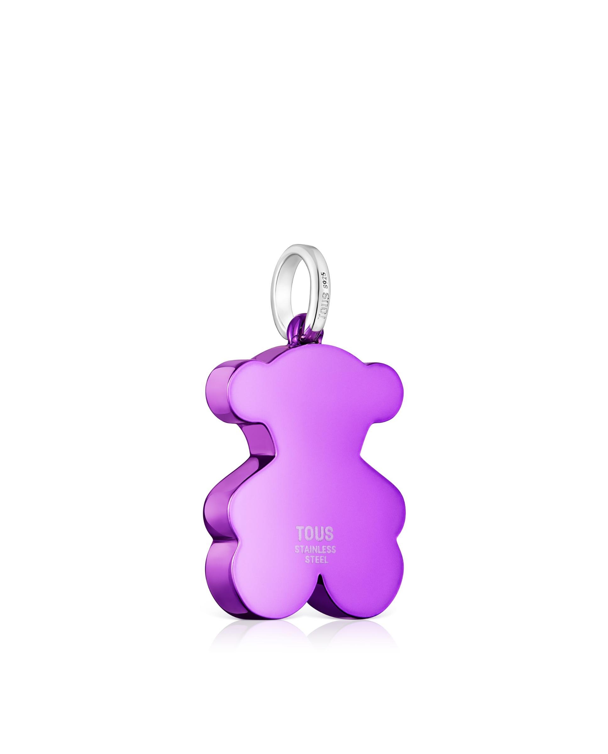 Pingente Sweet Dolls com Urso Médio de Aço em Lilás Roxo-3