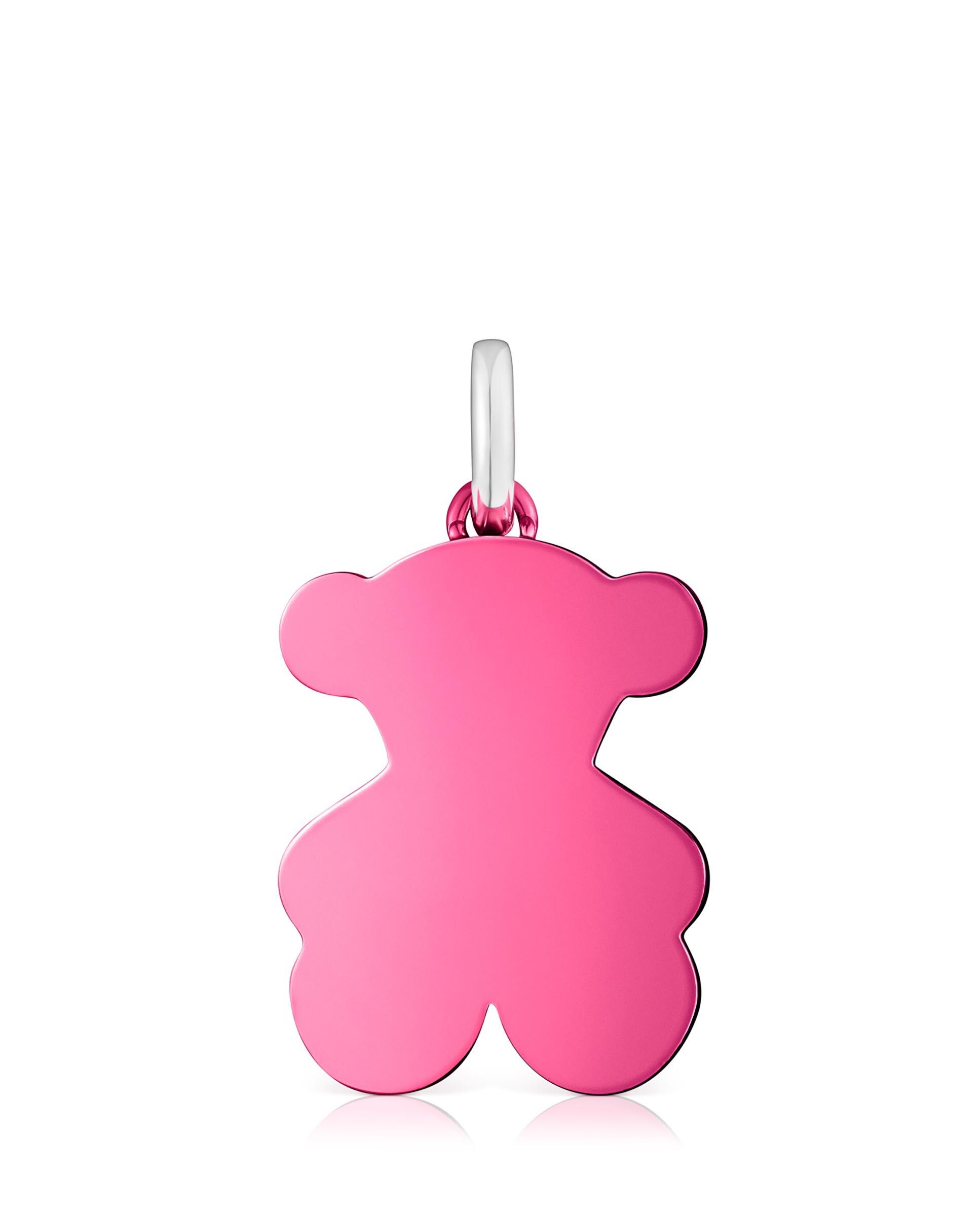 Pingente Sweet Dolls com Urso Médio de Aço em Rosa Rosa-1