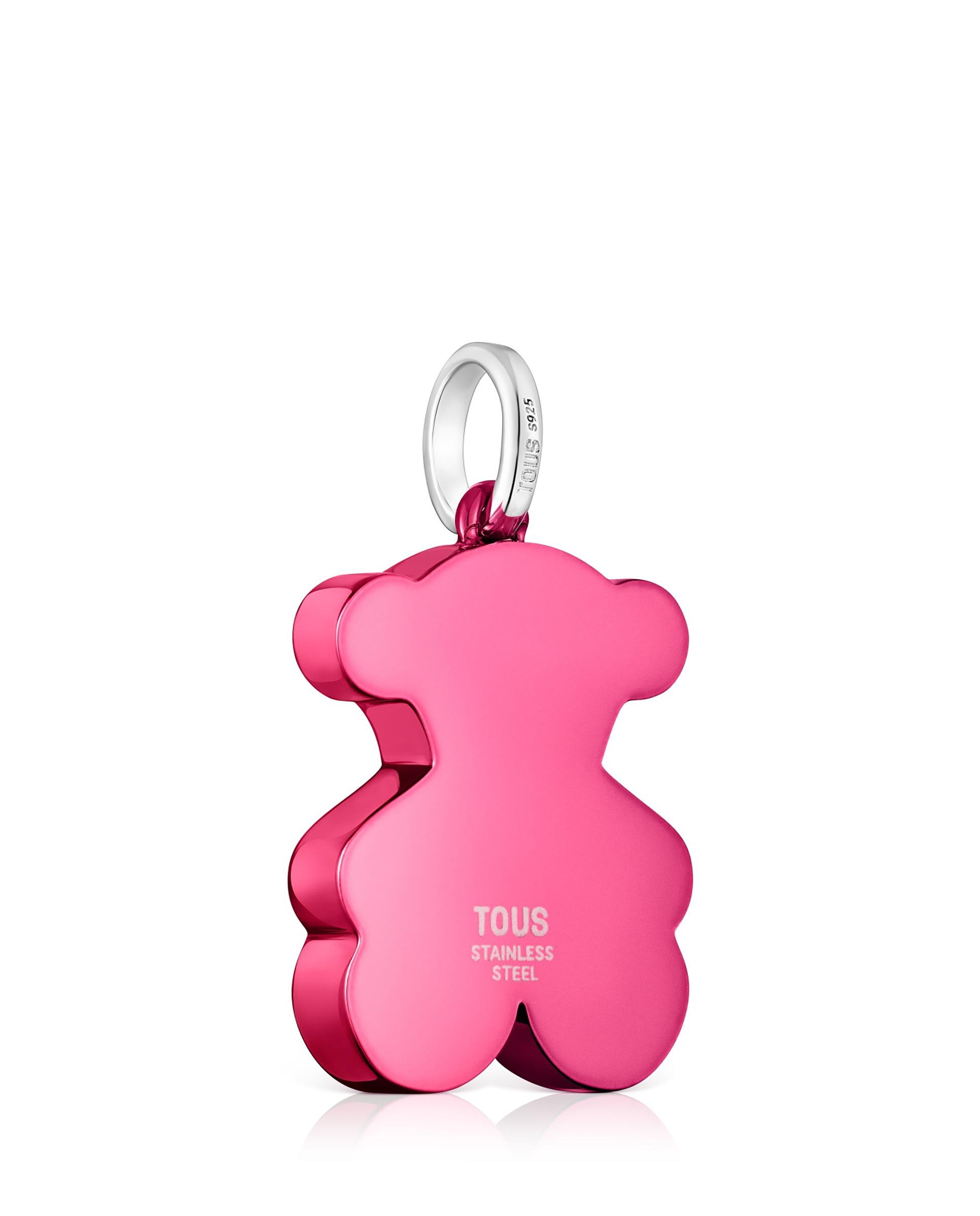 Pingente Sweet Dolls com Urso Médio de Aço em Rosa Rosa-3