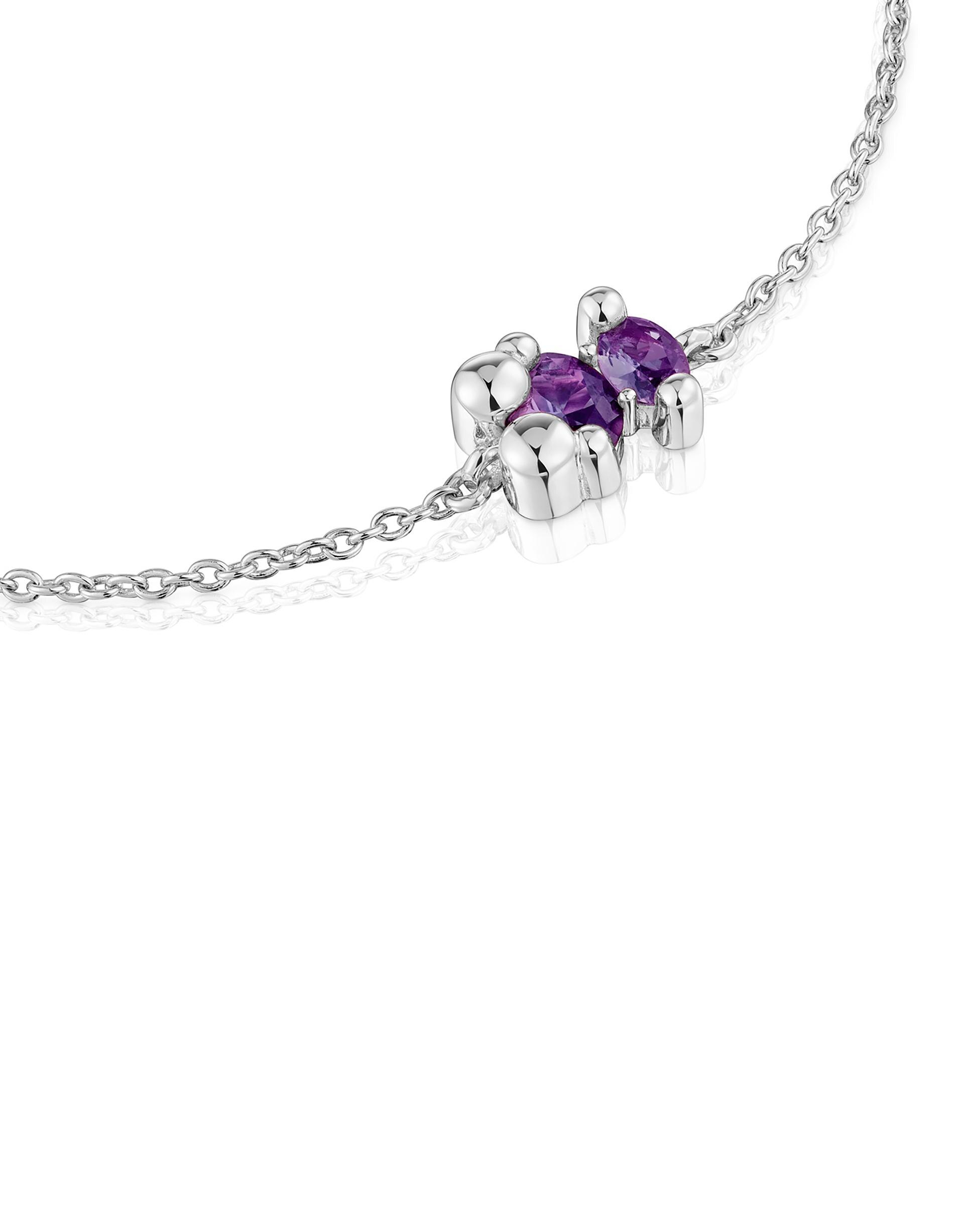 Pulseira de Corrente em Bear Lgg com Urso de Prata e Safira Criada em Laboratório Roxo-3