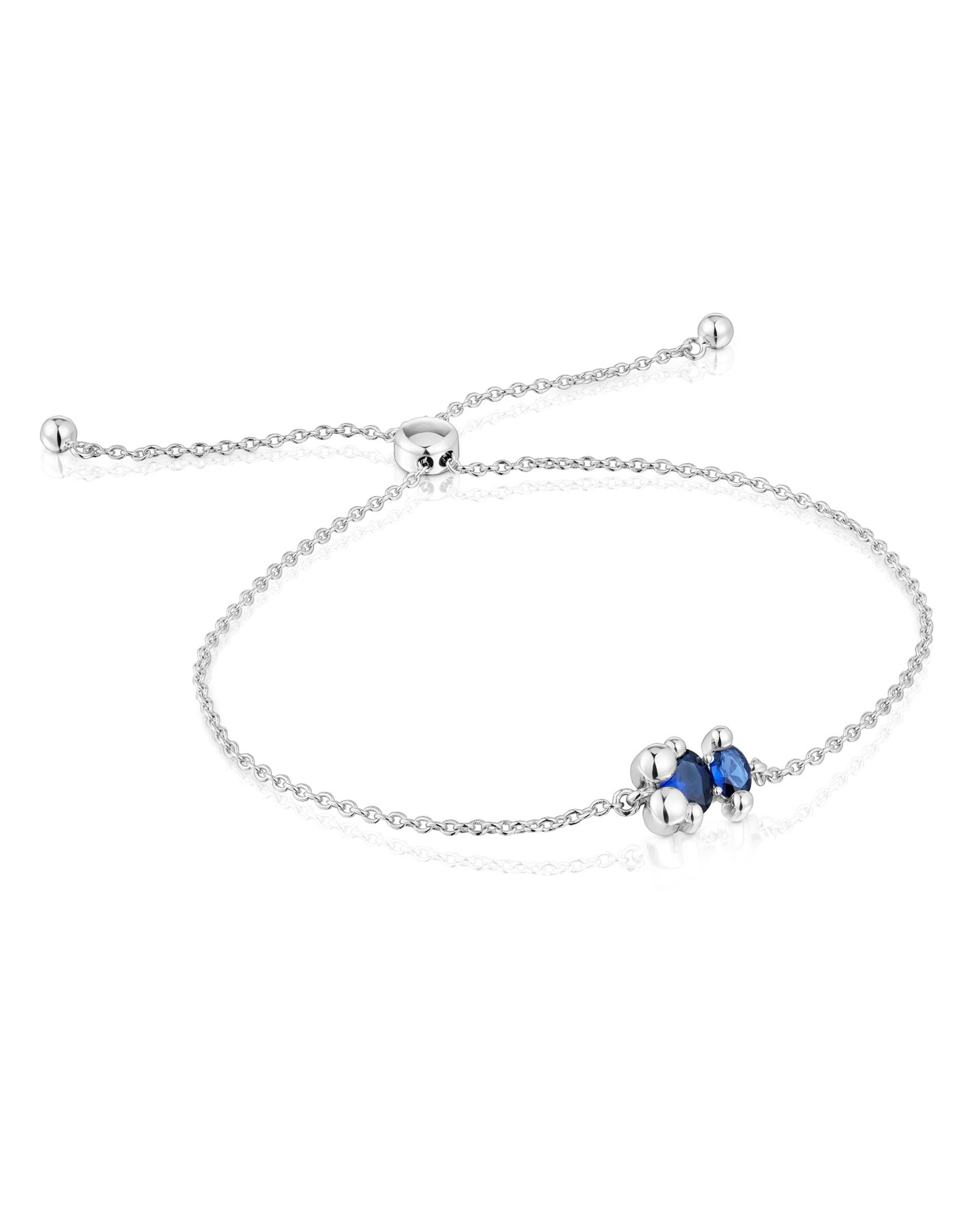 Imagem 0 de Pulseira de Corrente Color Bear Lgg com Urso de Prata e Safira Criada em Laboratório