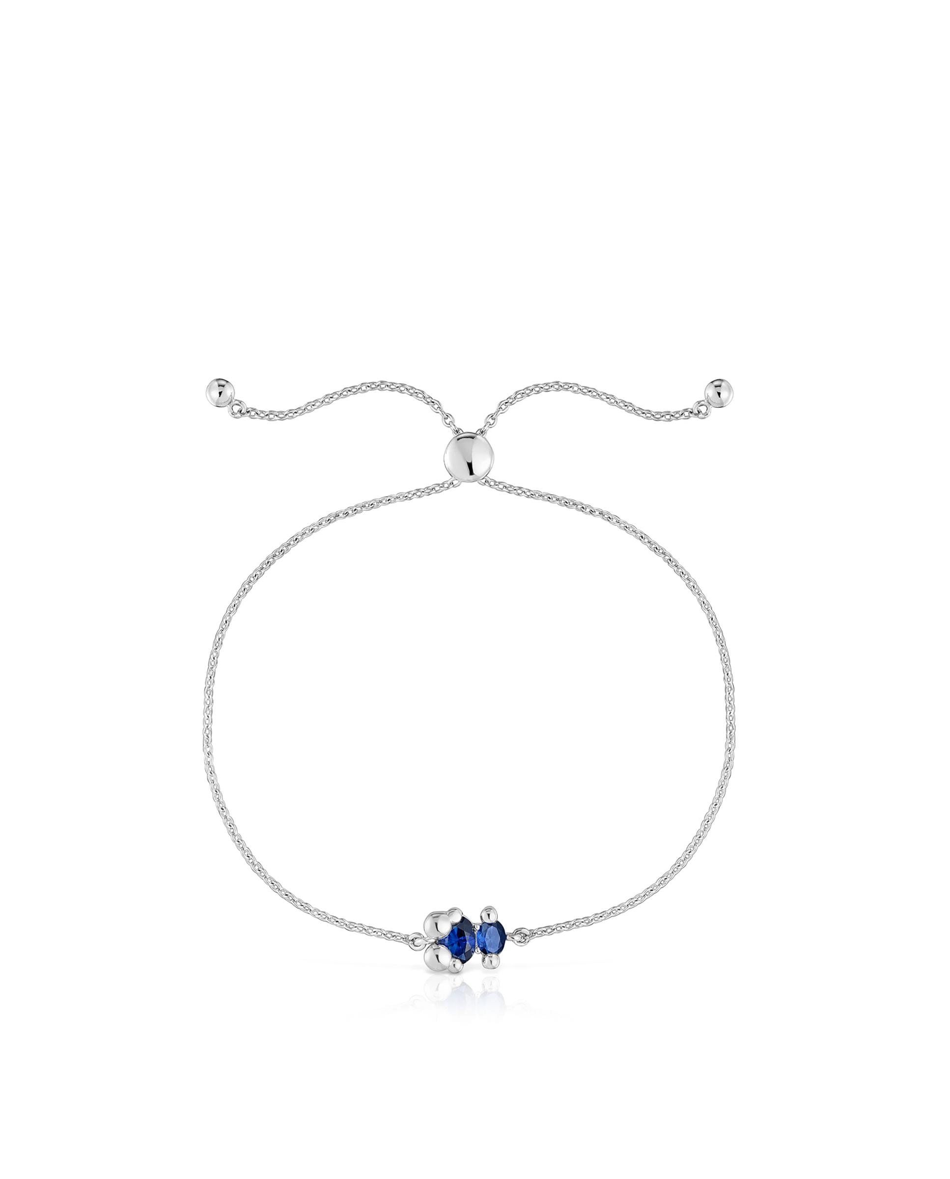 Pulseira de Corrente em Bear Lgg com Urso de Prata e Safira Criada em Laboratório Azul-2