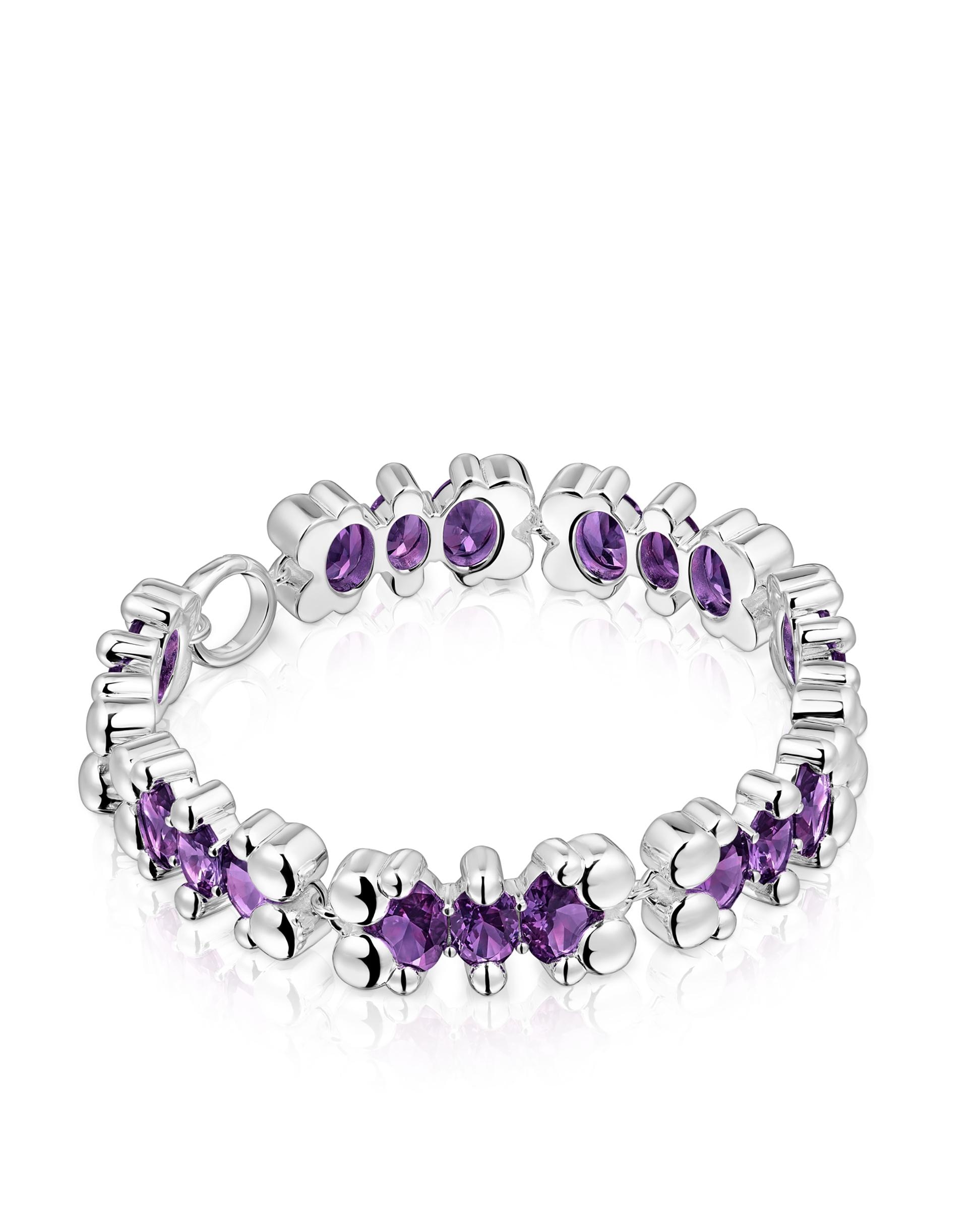 Imagem 0 de Pulseira de Corrente Color Bear Lgg com Urso de Prata e Safiras Criadas em Laboratório