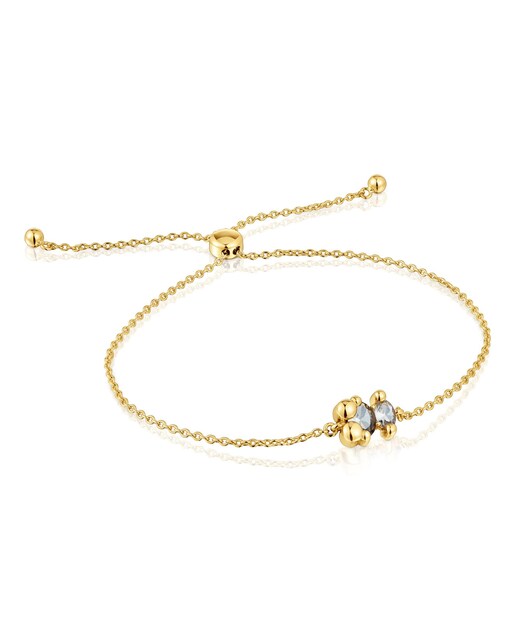 Imagem 0 de Pulseira em Bear LGG Corrente com Urso Banhado em Ouro 18K Sobre Prata e Espinélio Criado em Laboratório 8mm