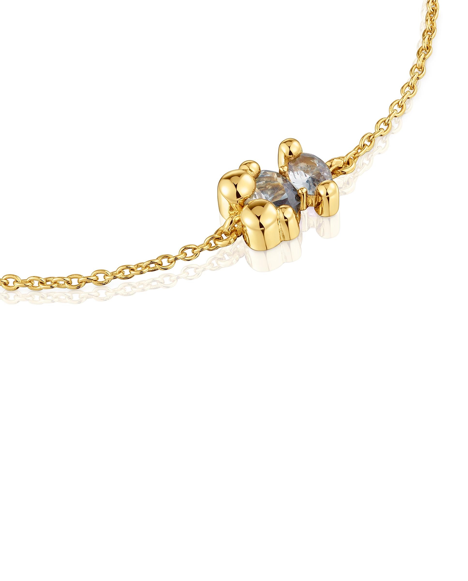 Pulseira de Corrente em Cor Bear Lgg com Urso Banhado a Ouro 18 Kt Sobre Prata e Espinela Criada em Laboratório 8 Mm Preto-3