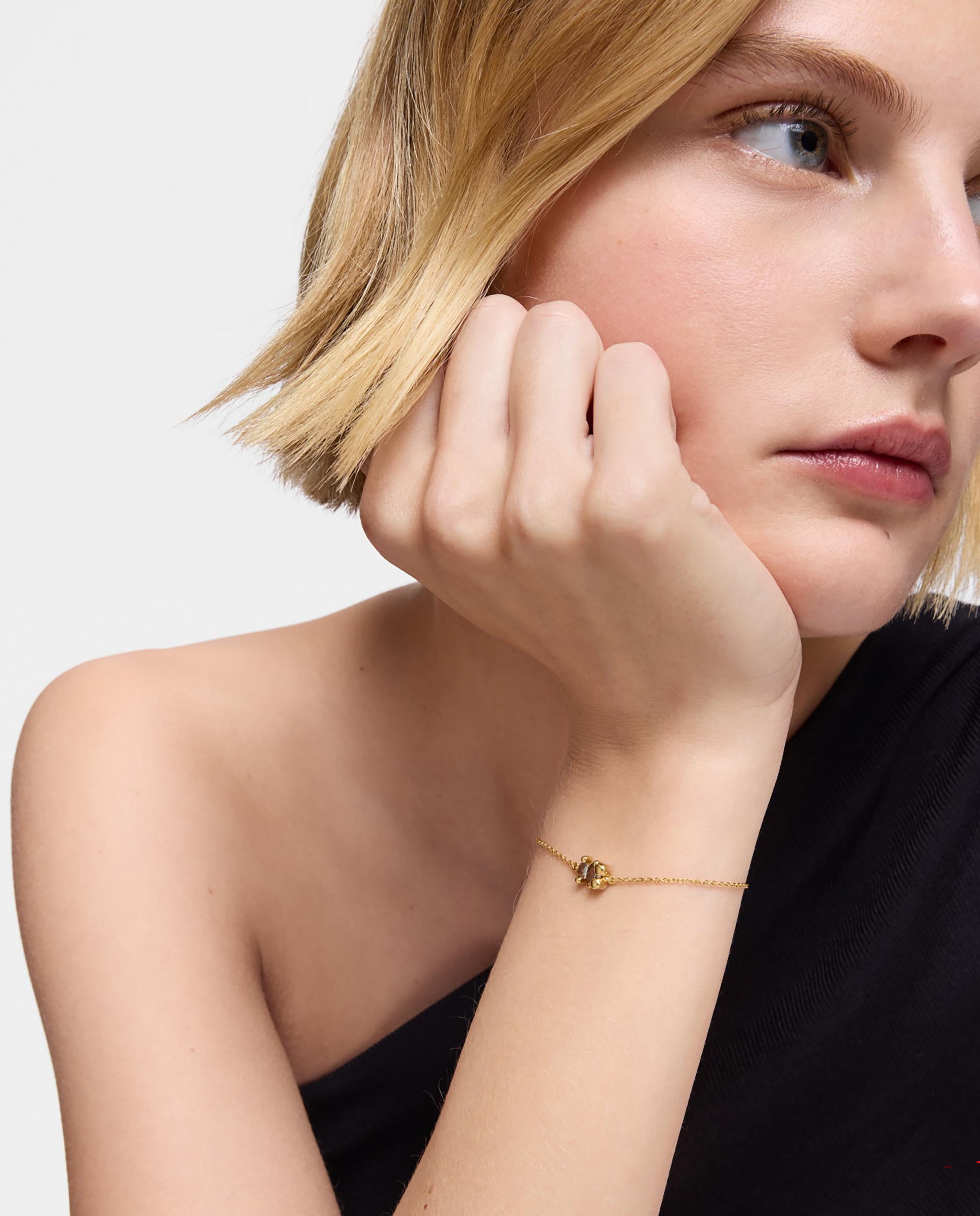 Pulseira de Corrente em Cor Bear Lgg com Urso Banhado a Ouro 18 Kt Sobre Prata e Espinela Criada em Laboratório 8 Mm Preto-4