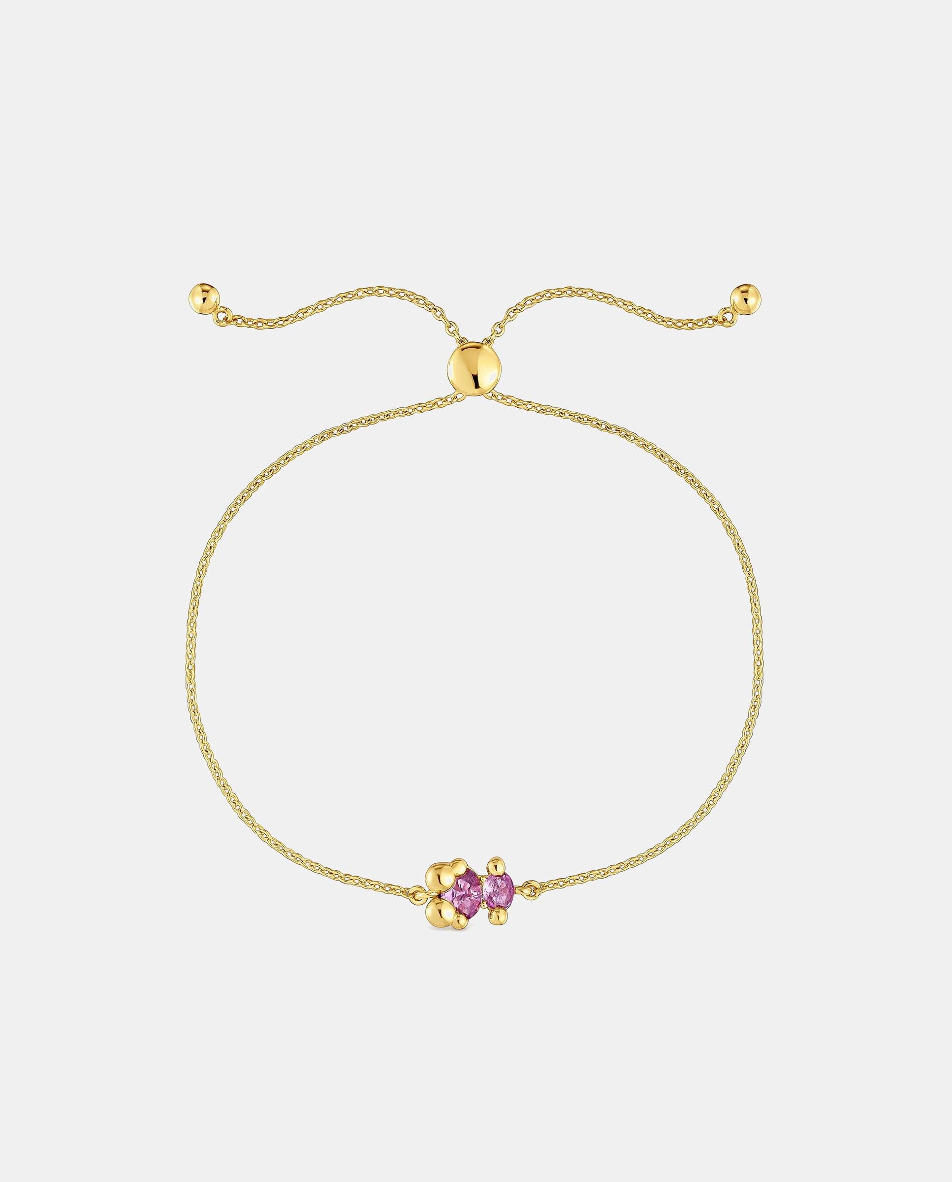 Pulseira Motivo Urso com Banho de Ouro 18 Kt Sobre Prata e Safira Criada em Laboratório 8 Mm Cor Bear Lgg Roxo-2