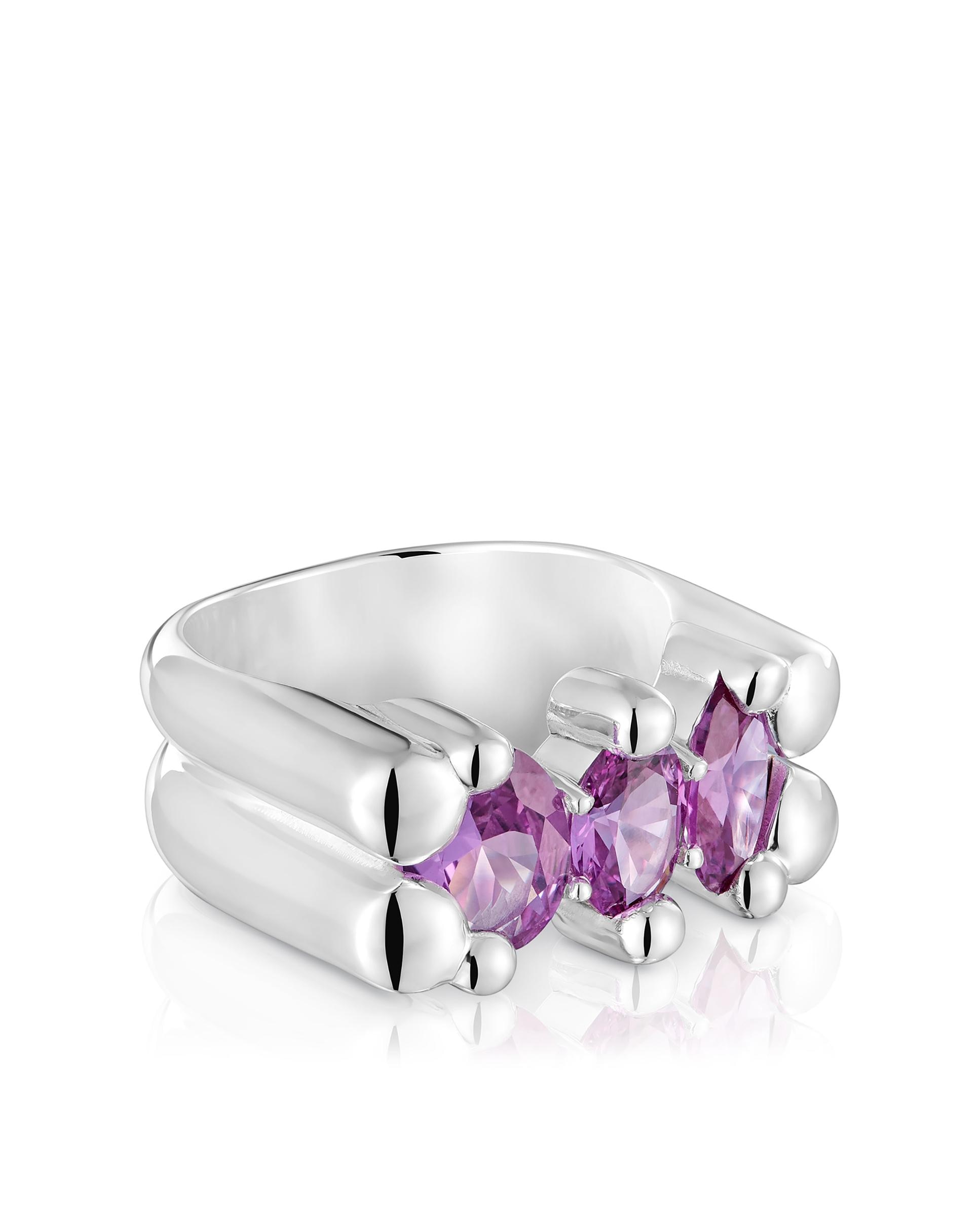 Imagem 0 de Anel Bear Lgg Médio com Urso de Prata e Safira Criada em Laboratório