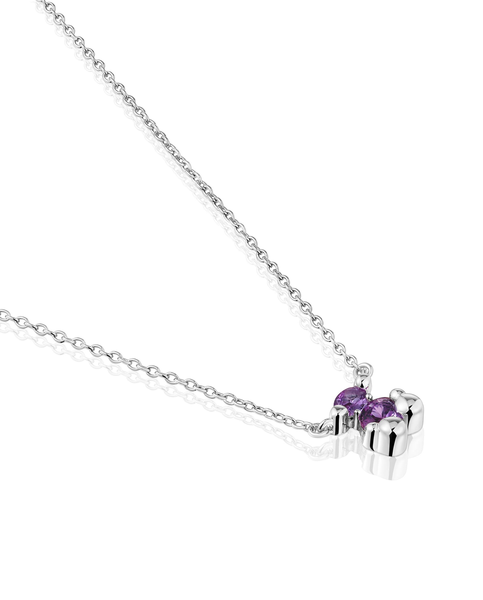 Colar Color Bear Lgg Curto com Urso de Prata e Safira Criada em Laboratório Roxo-2