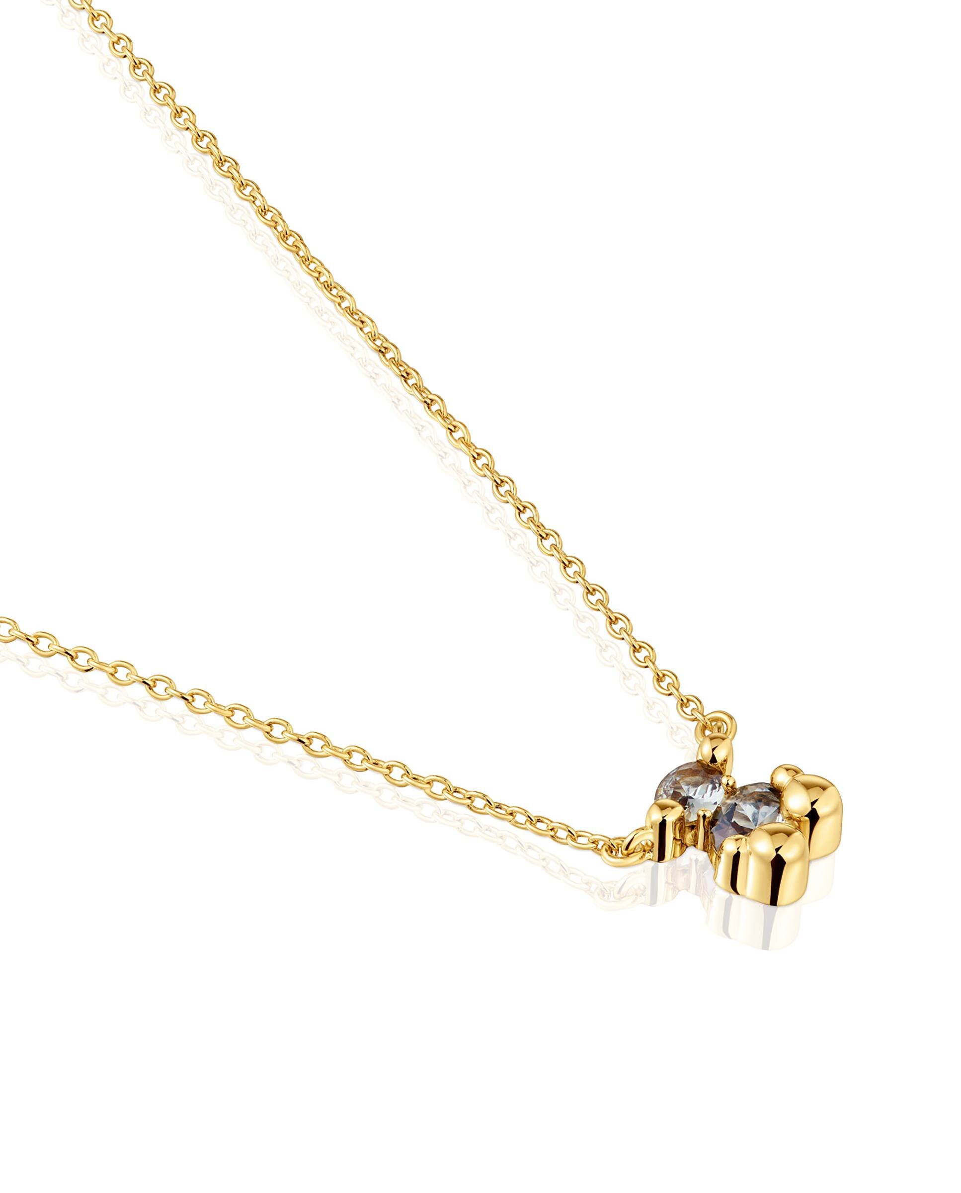 Colar Color Bear Lgg Curto com Urso Banhado em Ouro 18 Kt Sobre Prata e Espinela Criada em Laboratório Preto-2