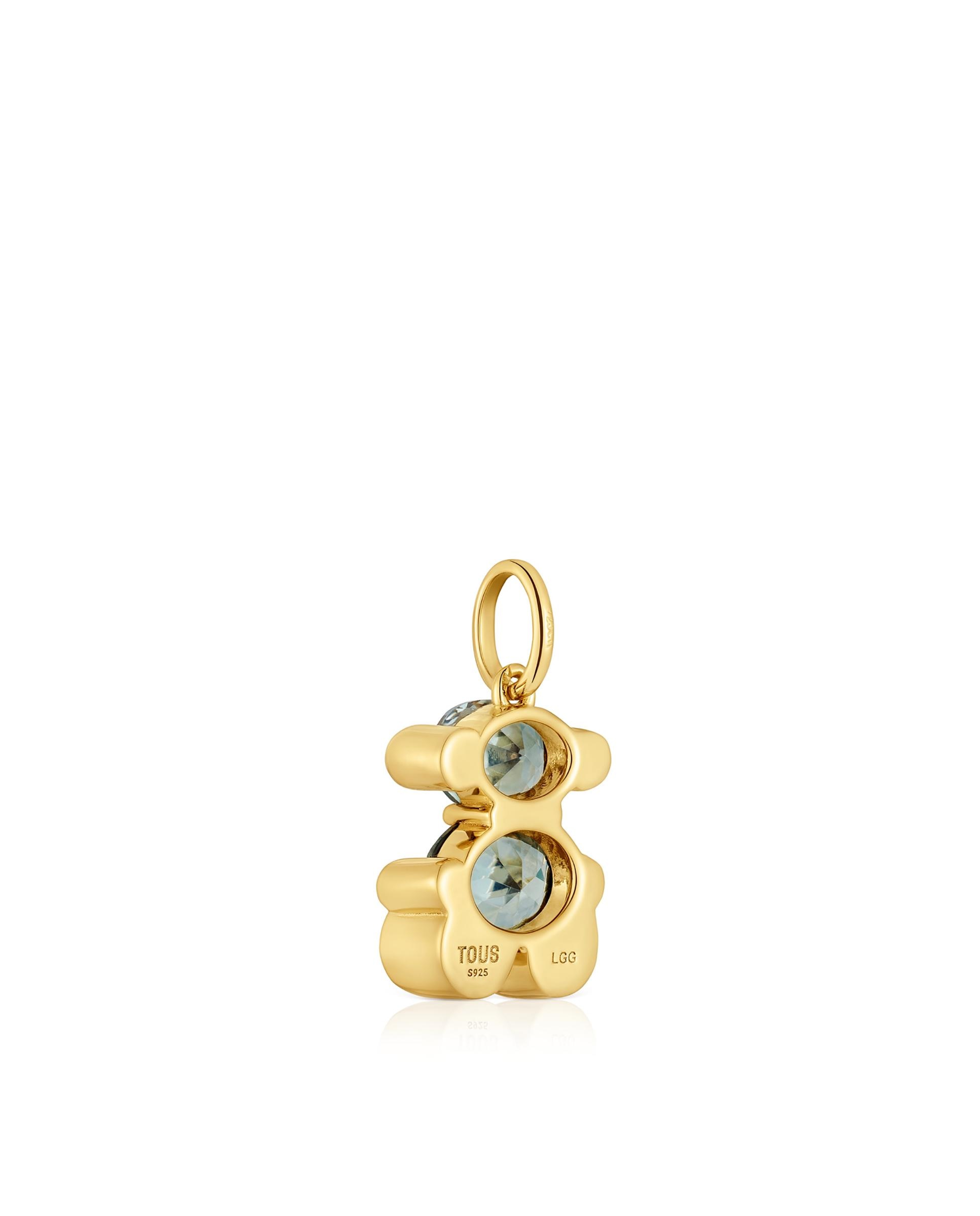 Pendentes Color Bear Lgg com Urso Banhado em Ouro 18 Kt Sobre Prata com Espinela Criada em Laboratório Preto-3