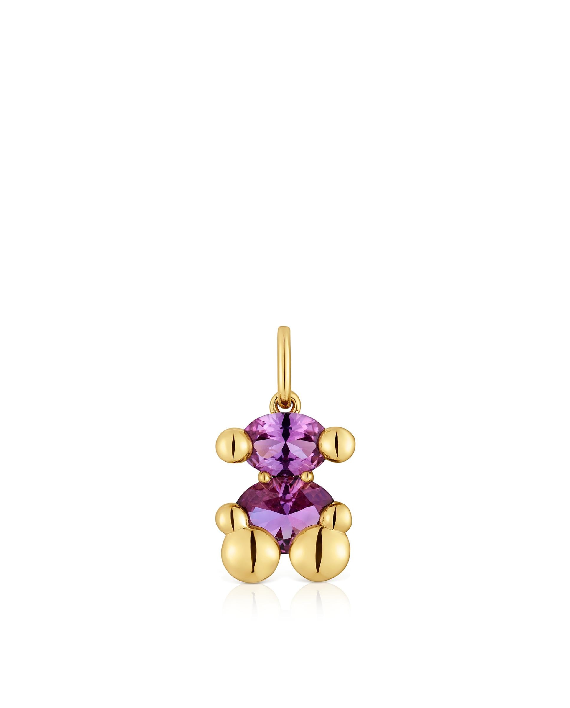 Imagem 0 de Pendentes Color Bear Lgg Pequeno com Urso Banhado em Ouro 18 Kt Sobre Prata e Safira Criada em Laboratório