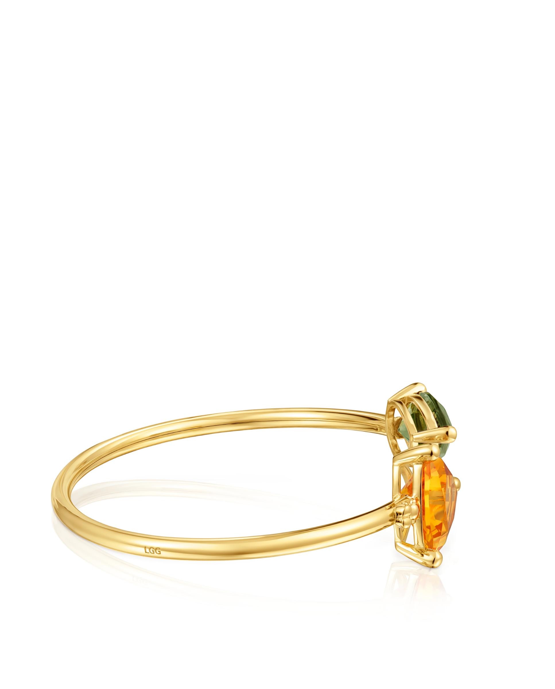 Pulseira de Corrente em Cor Lab Banhada a Ouro 18 Kt Sobre Prata com Citrino e Espinela Criada em Laboratório Multicolor-1