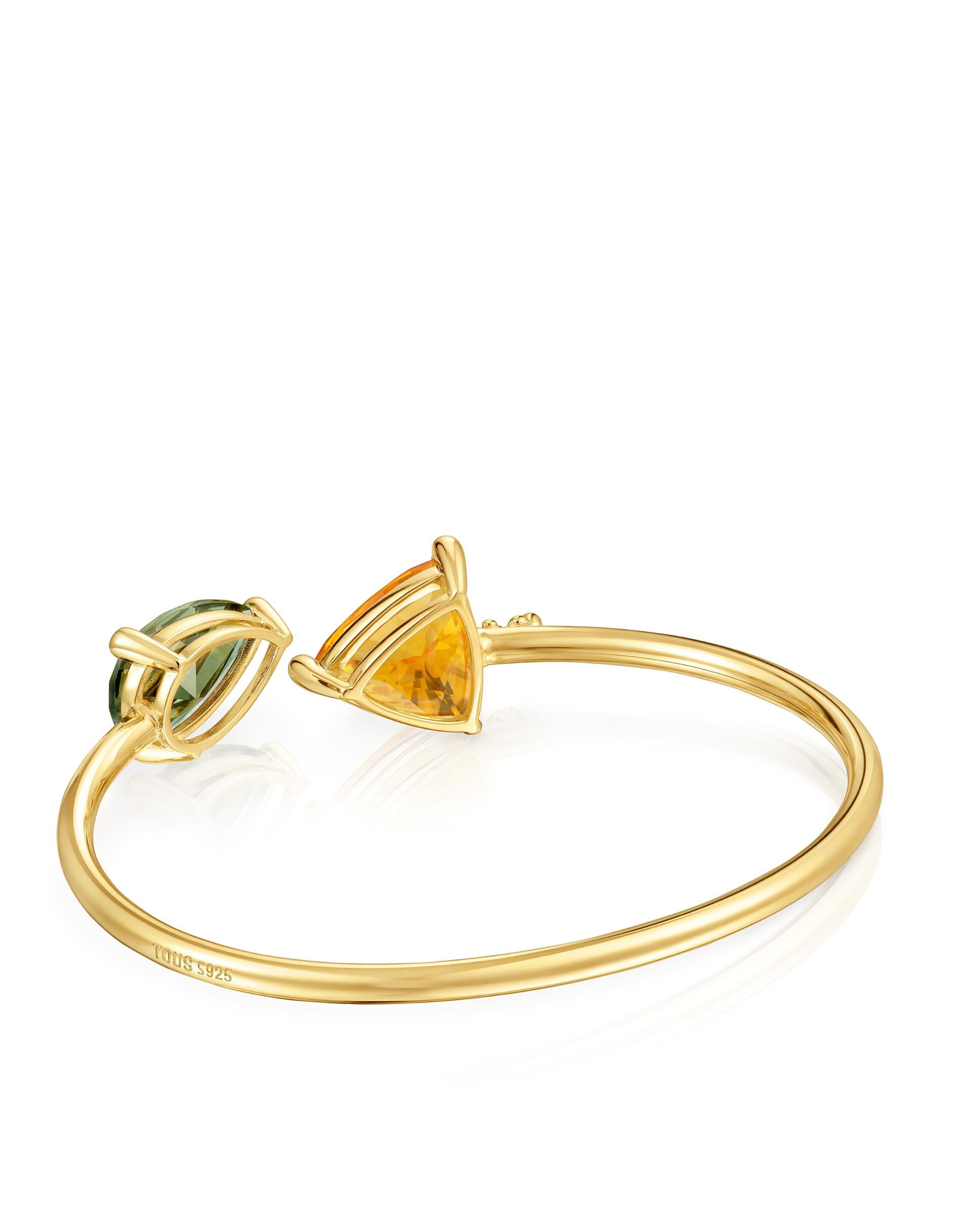 Pulseira de Corrente em Cor Lab Banhada a Ouro 18 Kt Sobre Prata com Citrino e Espinela Criada em Laboratório Multicolor-2