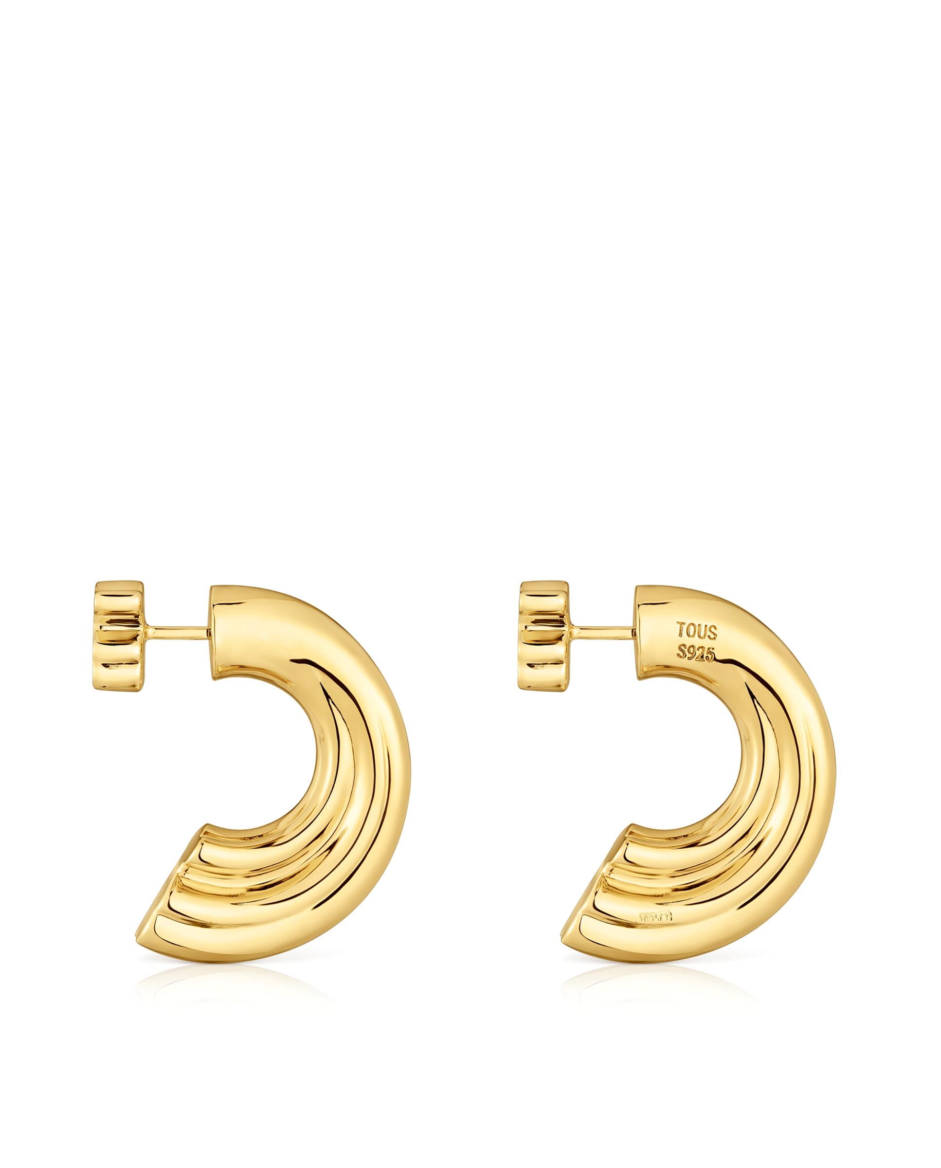 Brincos de Aro Tous 1950 Banhado em Ouro 18 Kt Sobre Prata com Urso Dourado-2