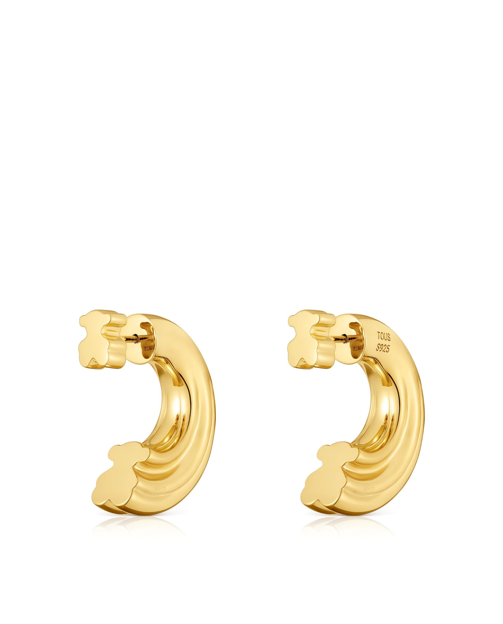 Brincos de Aro Tous 1950 Banhado em Ouro 18 Kt Sobre Prata com Urso Dourado-3