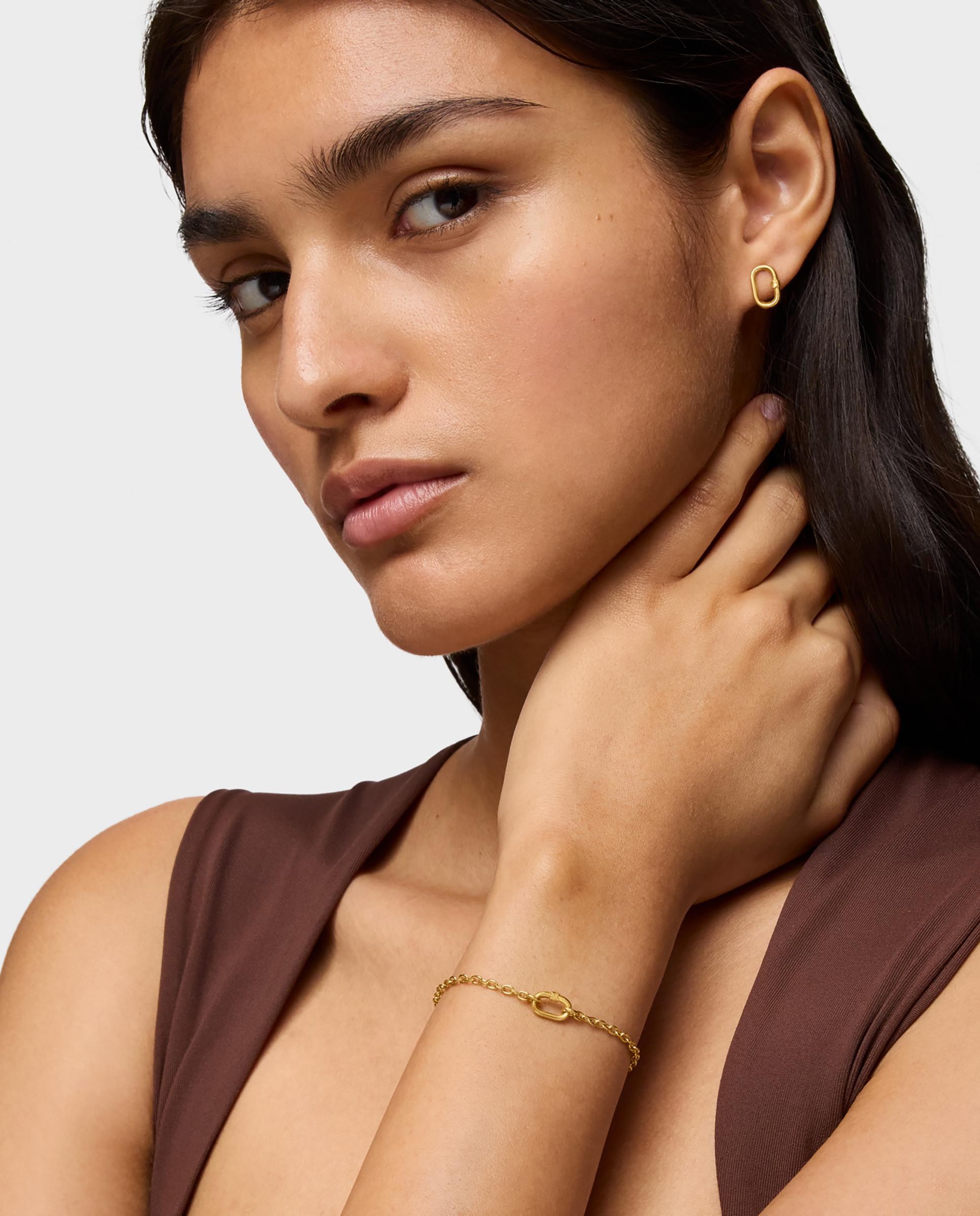 Pulseira de Corrente Hold Oval Grossa de Ouro Dourado-4