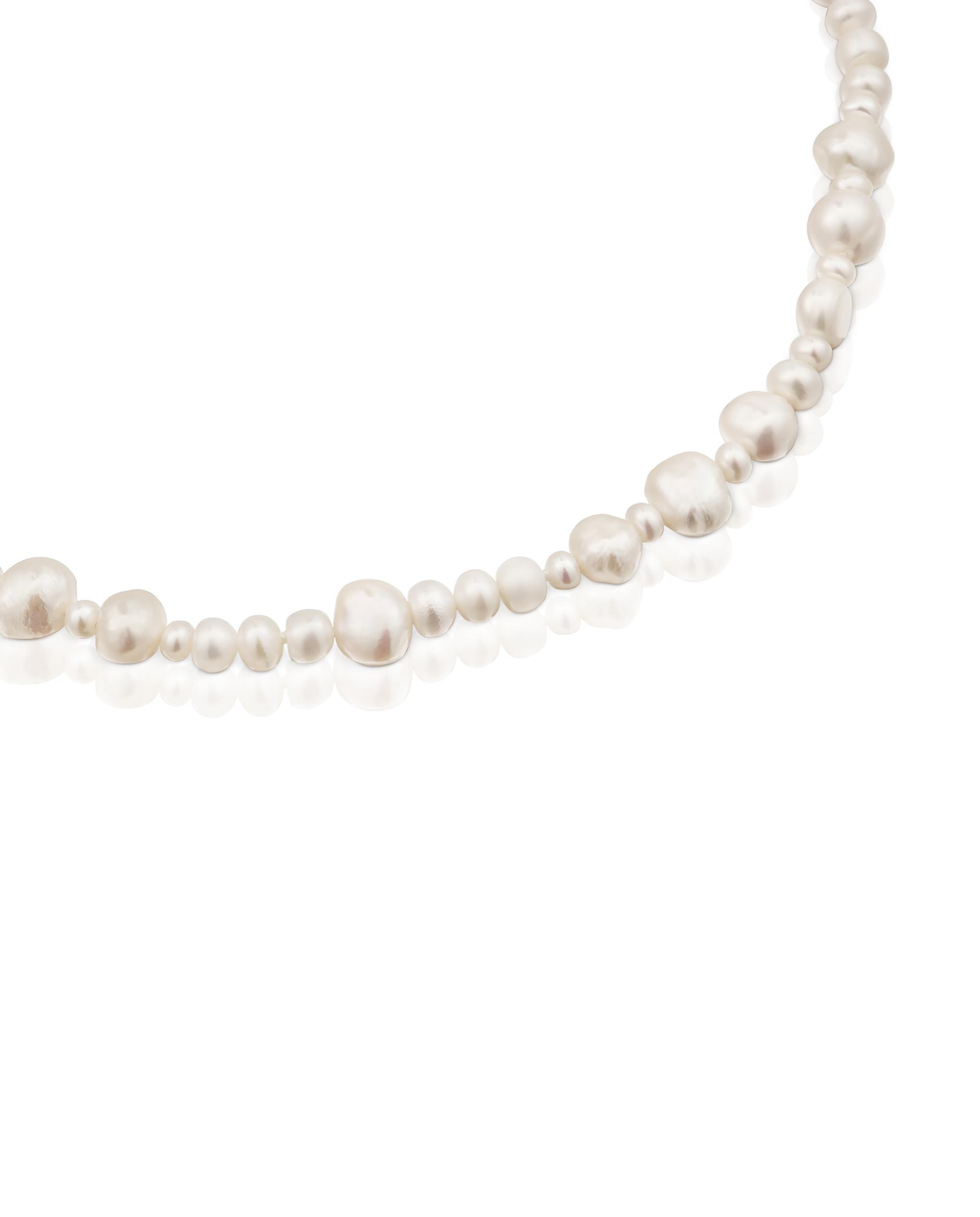 Colar Sweet Dolls de Prata e Pérolas Grandes Branco-2