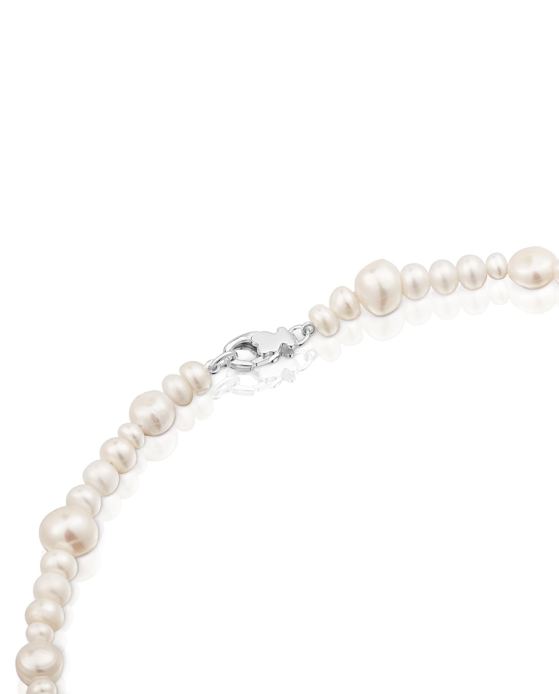 Colar Sweet Dolls de Prata e Pérolas Grandes Branco-3