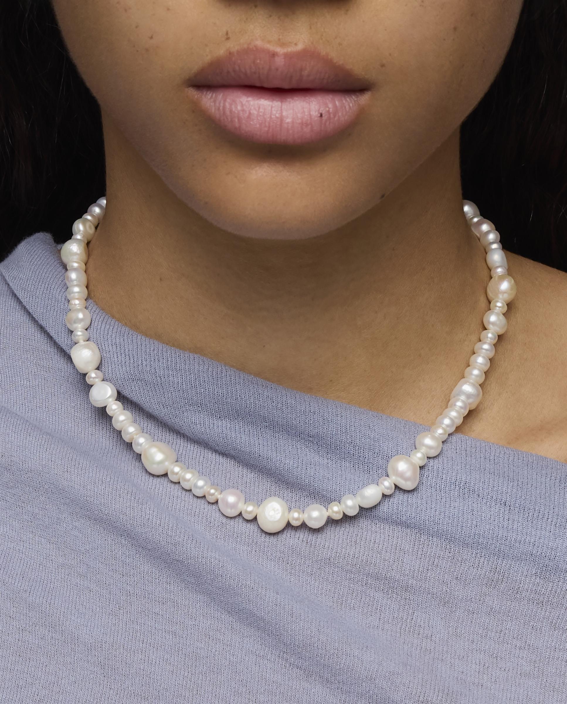 Colar Sweet Dolls de Prata e Pérolas Grandes Branco-5