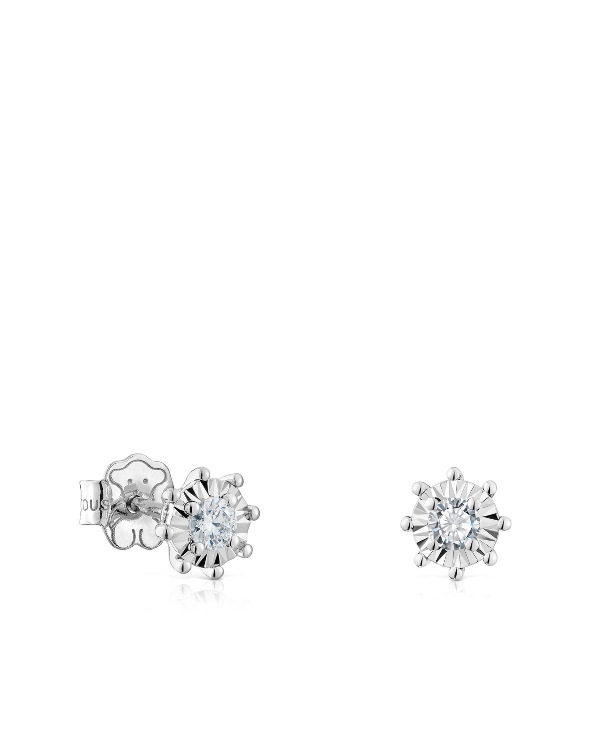 Brincos Les Classiques Pequenos de Ouro Branco e Diamantes 0,30 Ct Branco-1