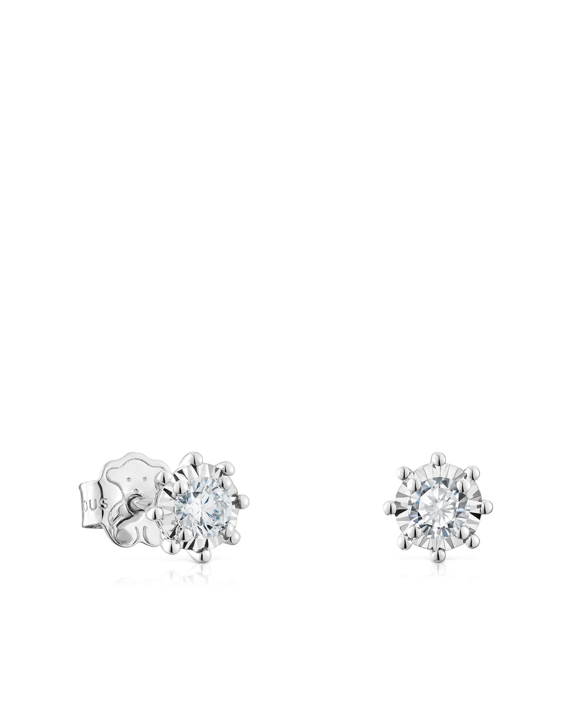 Brincos Les Classiques Pequenos de Ouro Branco e Diamantes Branco-1
