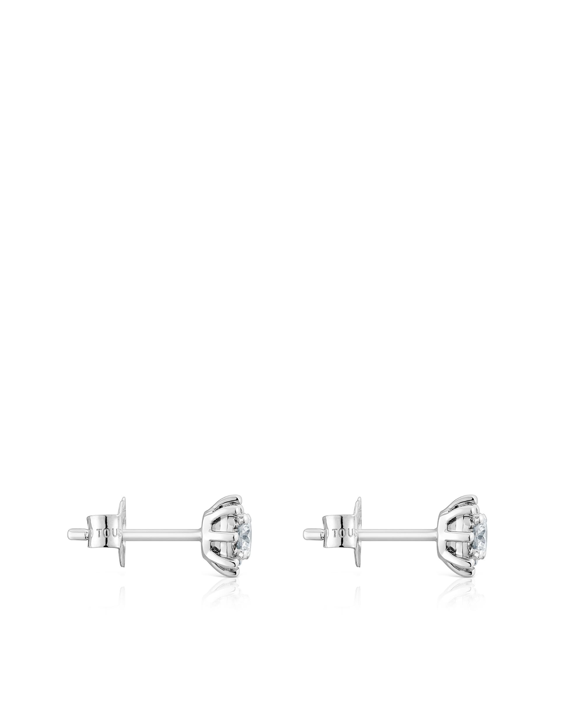 Brincos Les Classiques Pequenos de Ouro Branco e Diamantes Branco-2