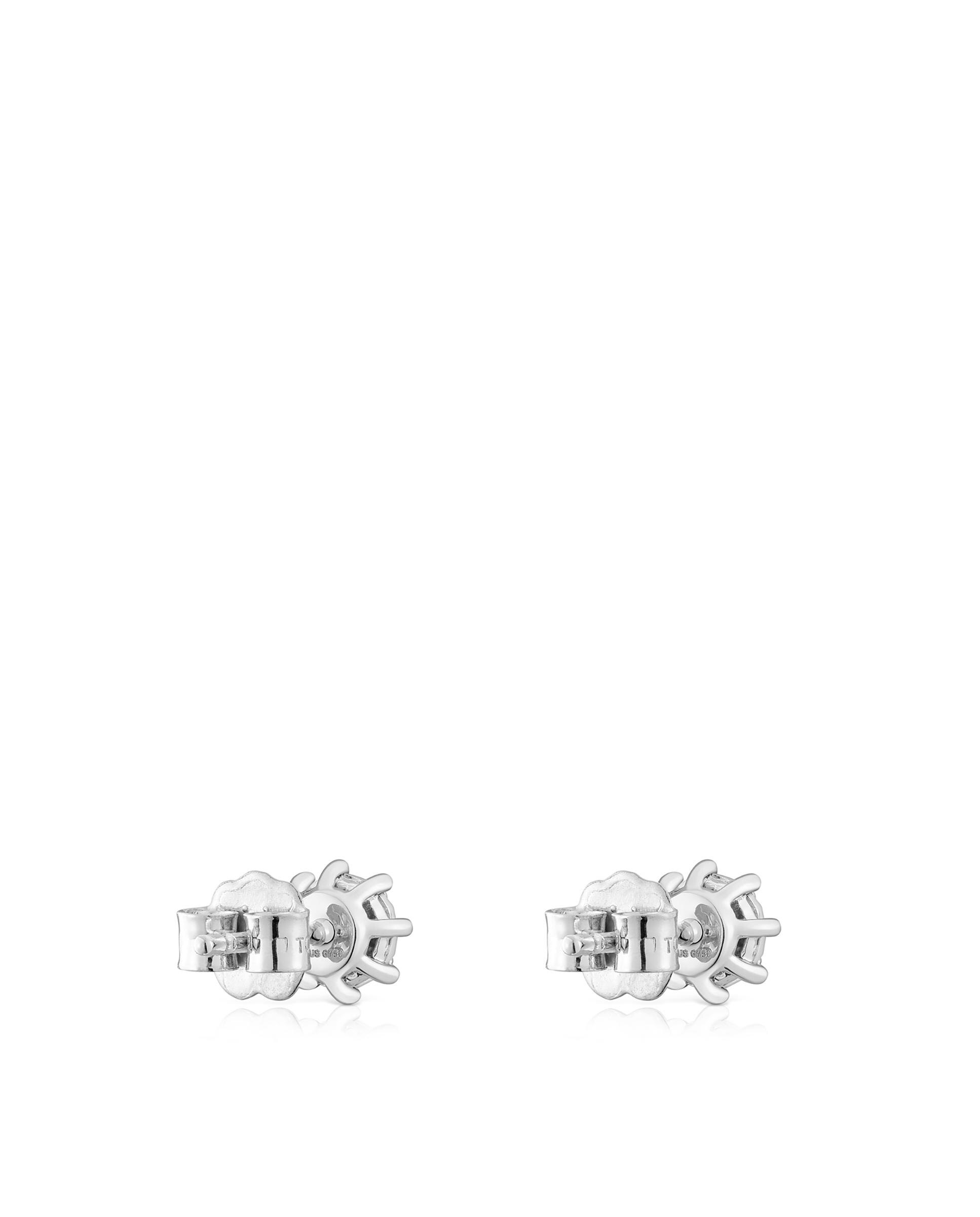 Brincos Les Classiques Pequenos de Ouro Branco e Diamantes Branco-3