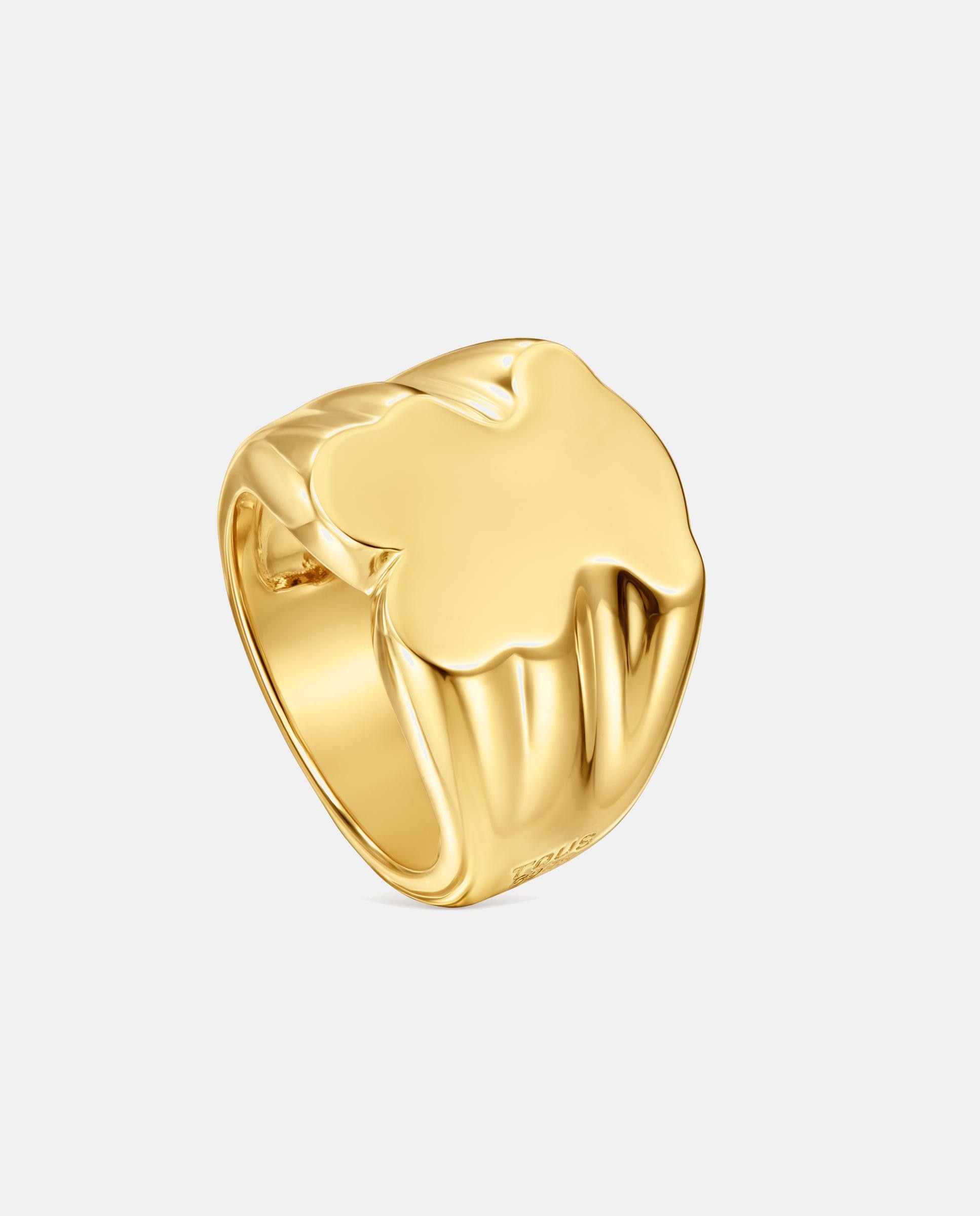 Anel Selo Sweet Dolls com Urso Médio Banhado a Ouro 18 Kt Sobre Prata Dourado-1