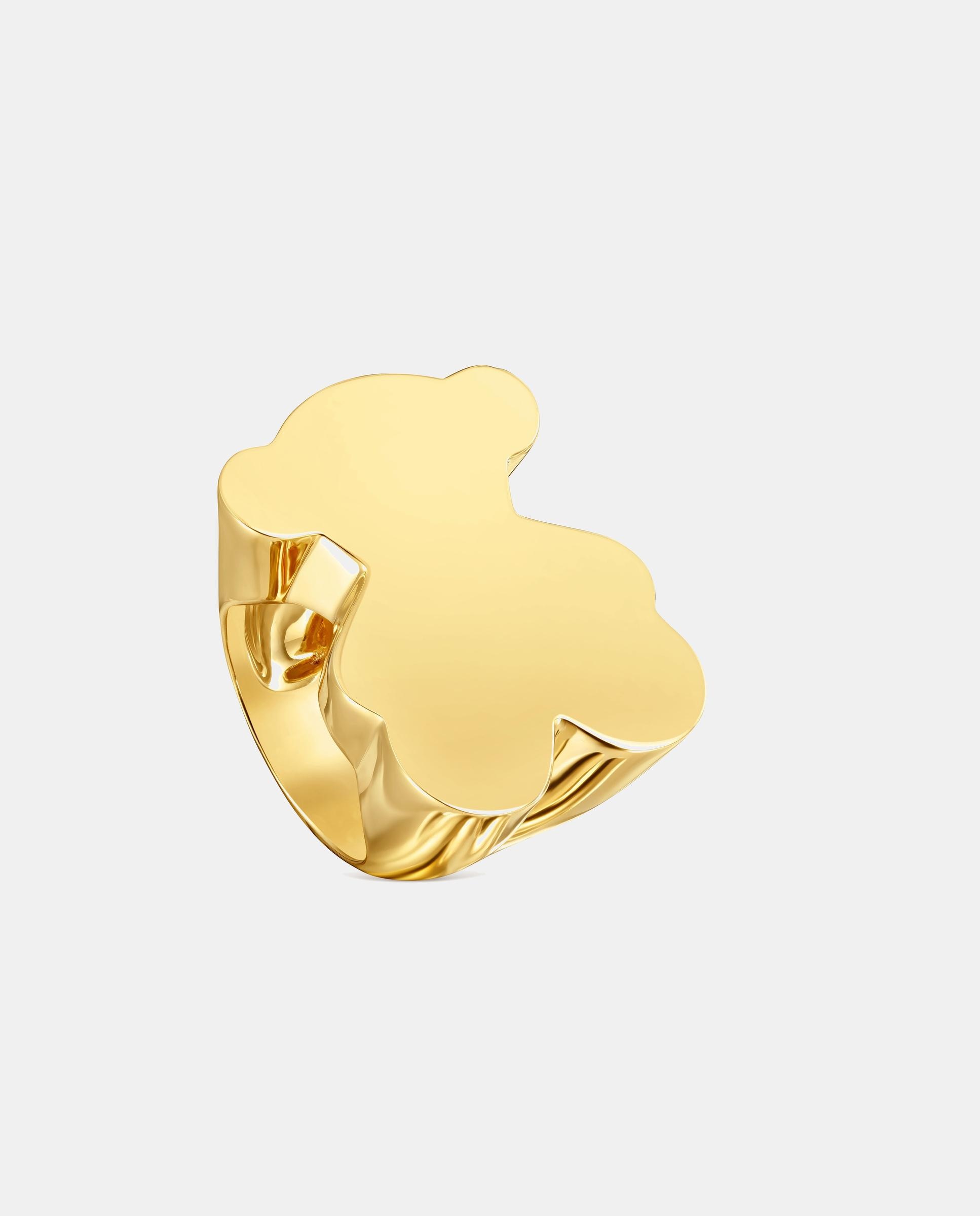 Anel Selo Sweet Dolls com Urso Grande Banhado em Ouro 18 Kt Sobre Prata Dourado-1