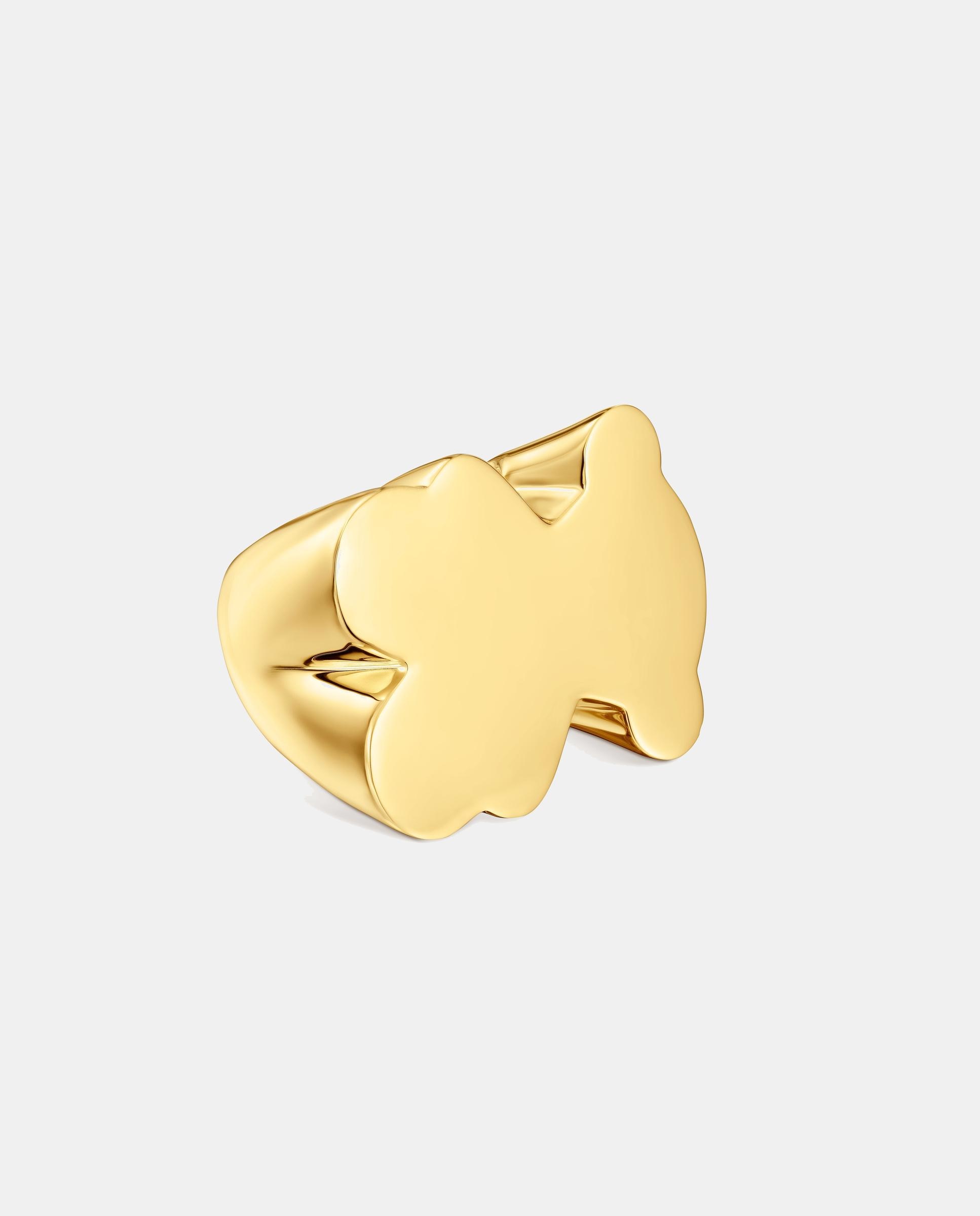 Anel Selo Sweet Dolls com Urso Grande Banhado em Ouro 18 Kt Sobre Prata Dourado-2