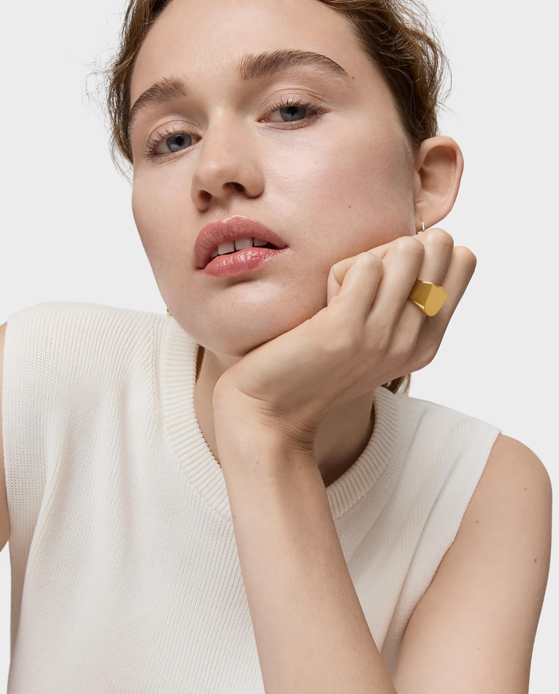 Anel Selo Sweet Dolls Tulipán Banhado em Ouro 18 Kt Sobre Prata Dourado-3