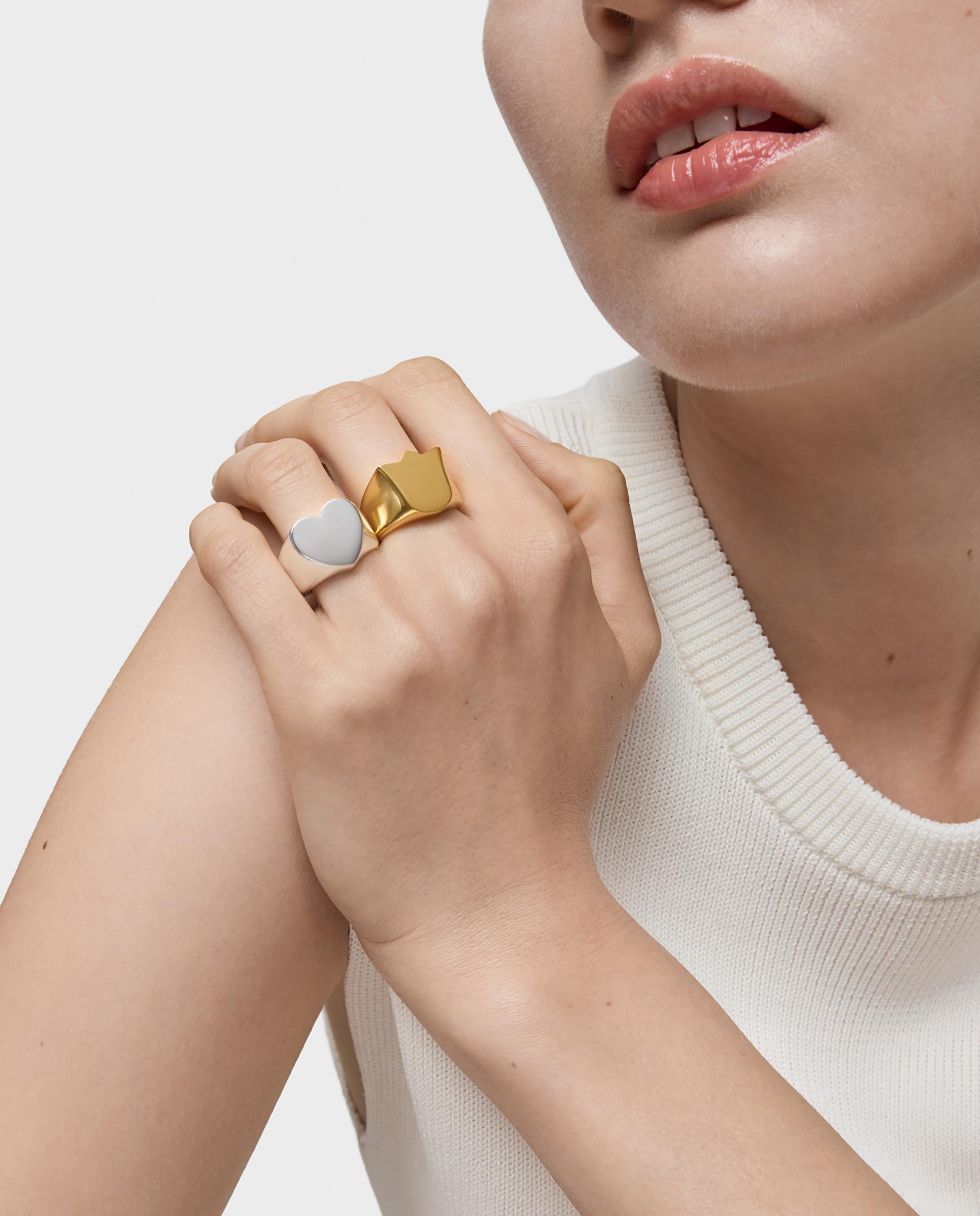 Anel Selo Sweet Dolls Tulipán Banhado em Ouro 18 Kt Sobre Prata Dourado-4