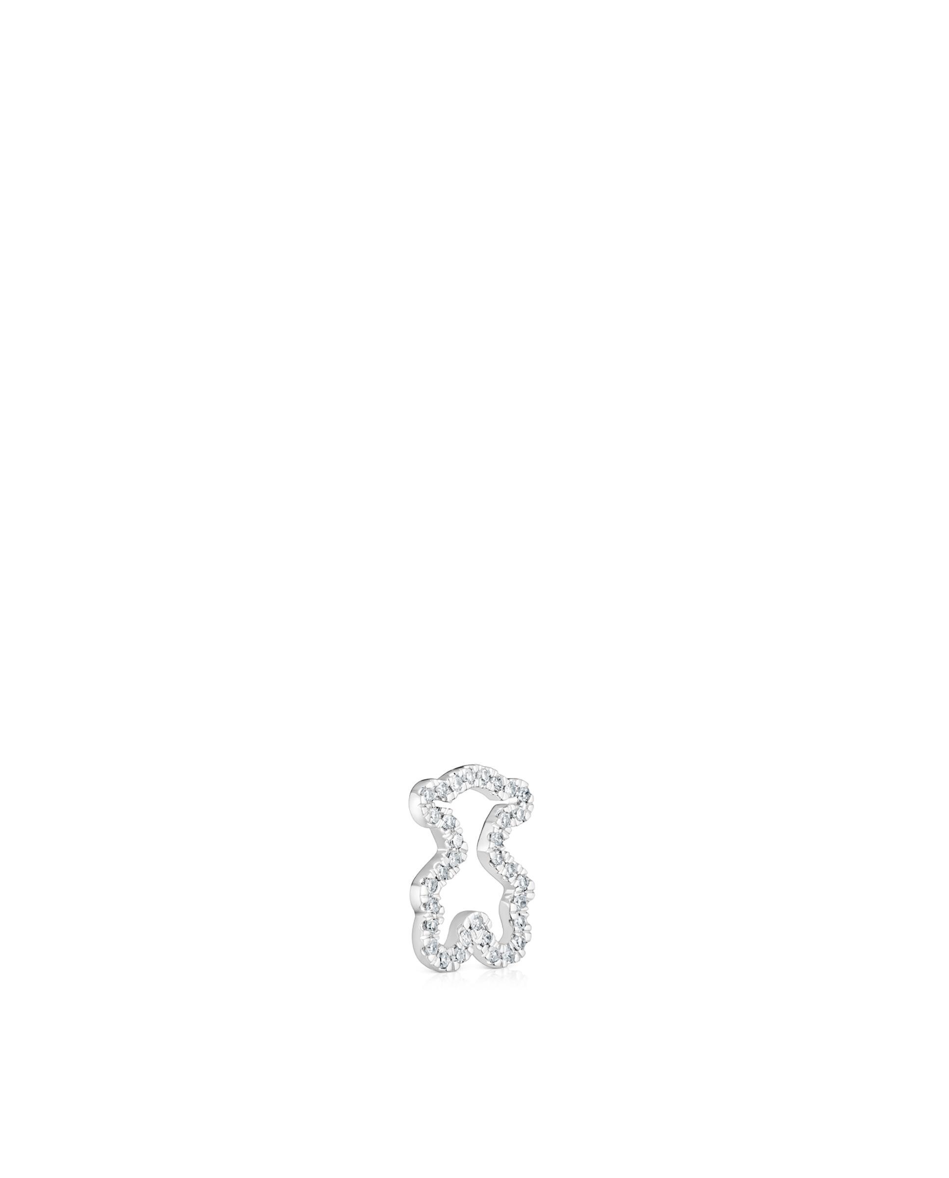Pendente Icon Gems Urso de Ouro Branco com Diamantes Prata-2