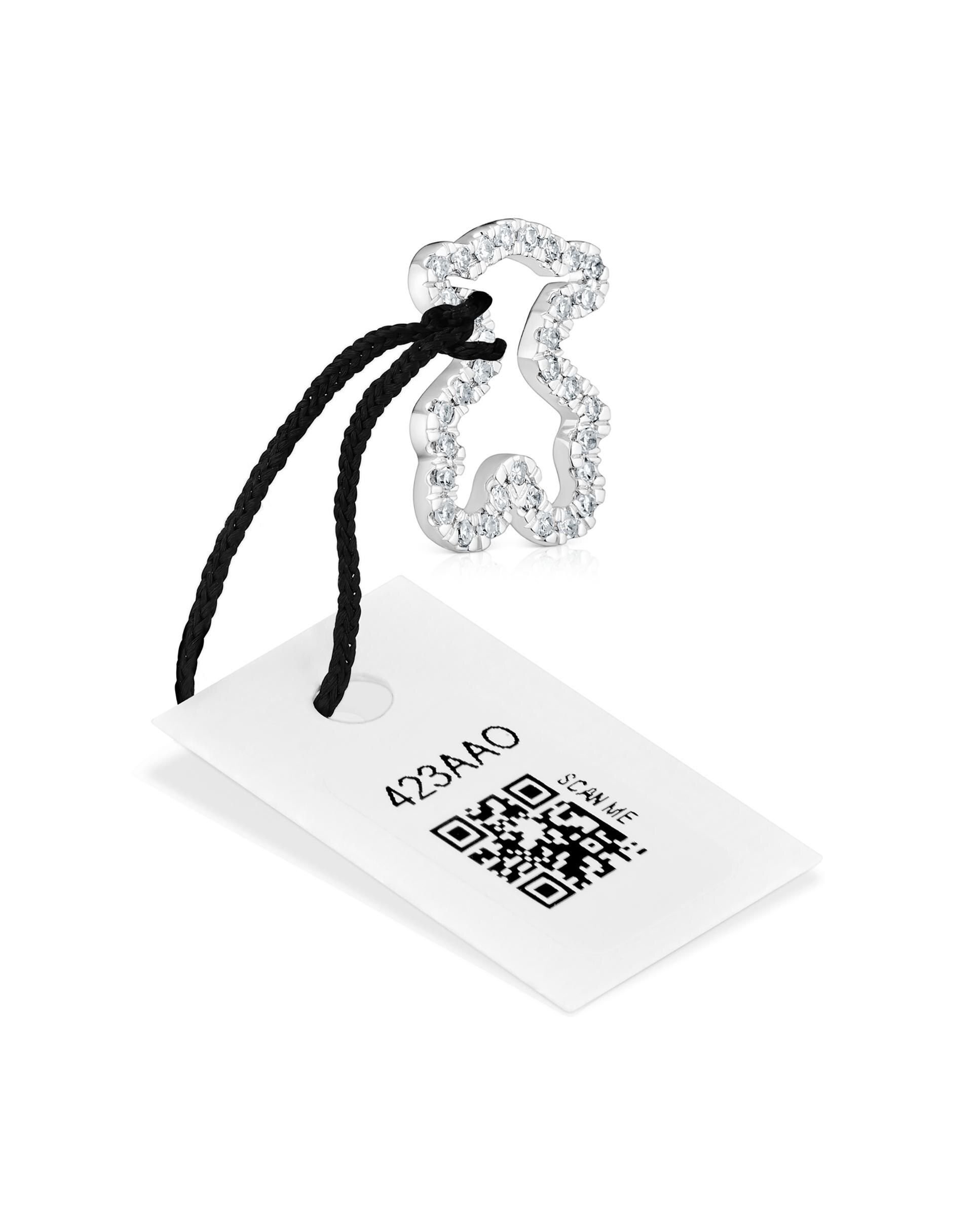 Pendente Icon Gems Urso de Ouro Branco com Diamantes Prata-4