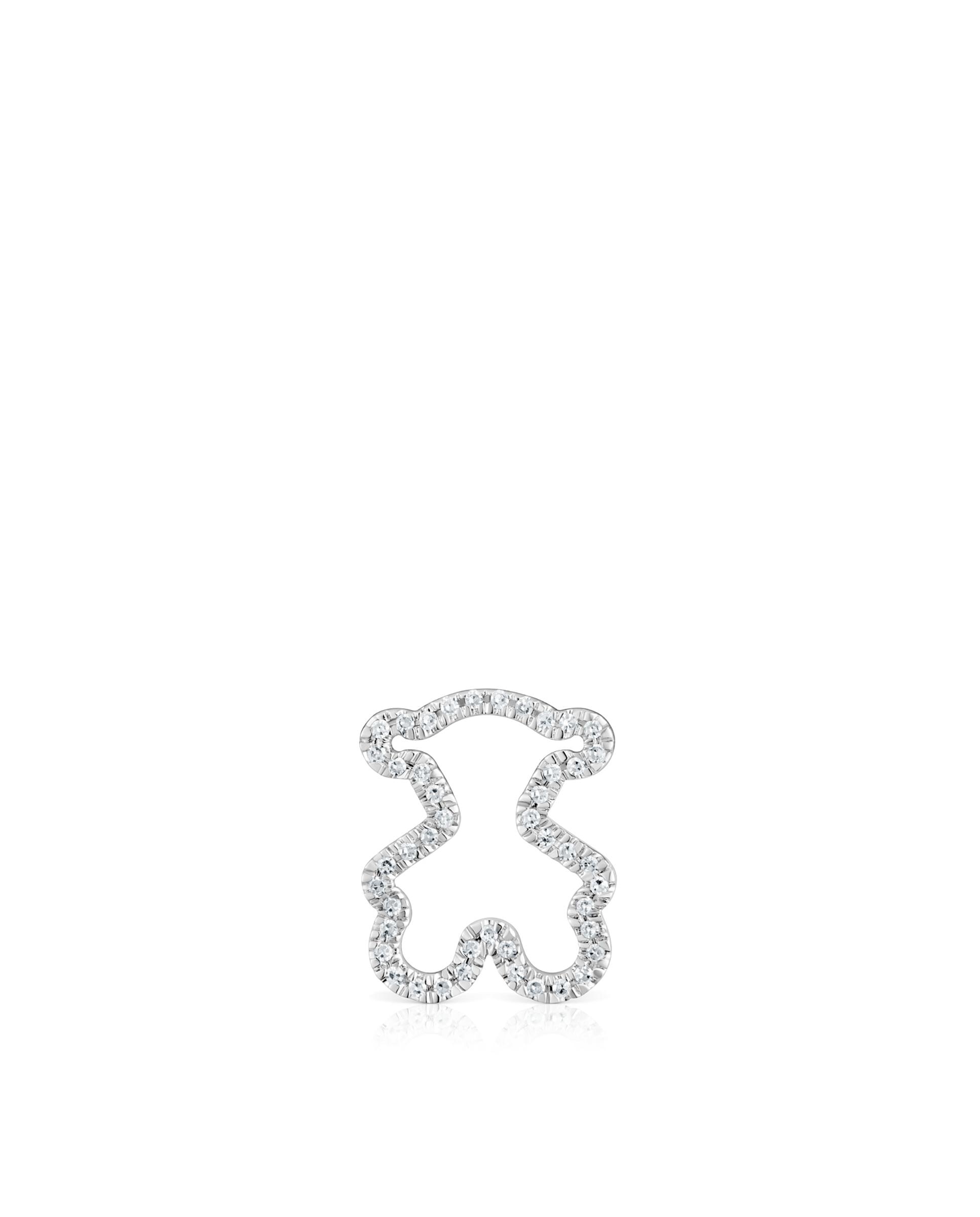 Pendente Icon Gems Urso de Ouro Branco com Diamantes Prata-1