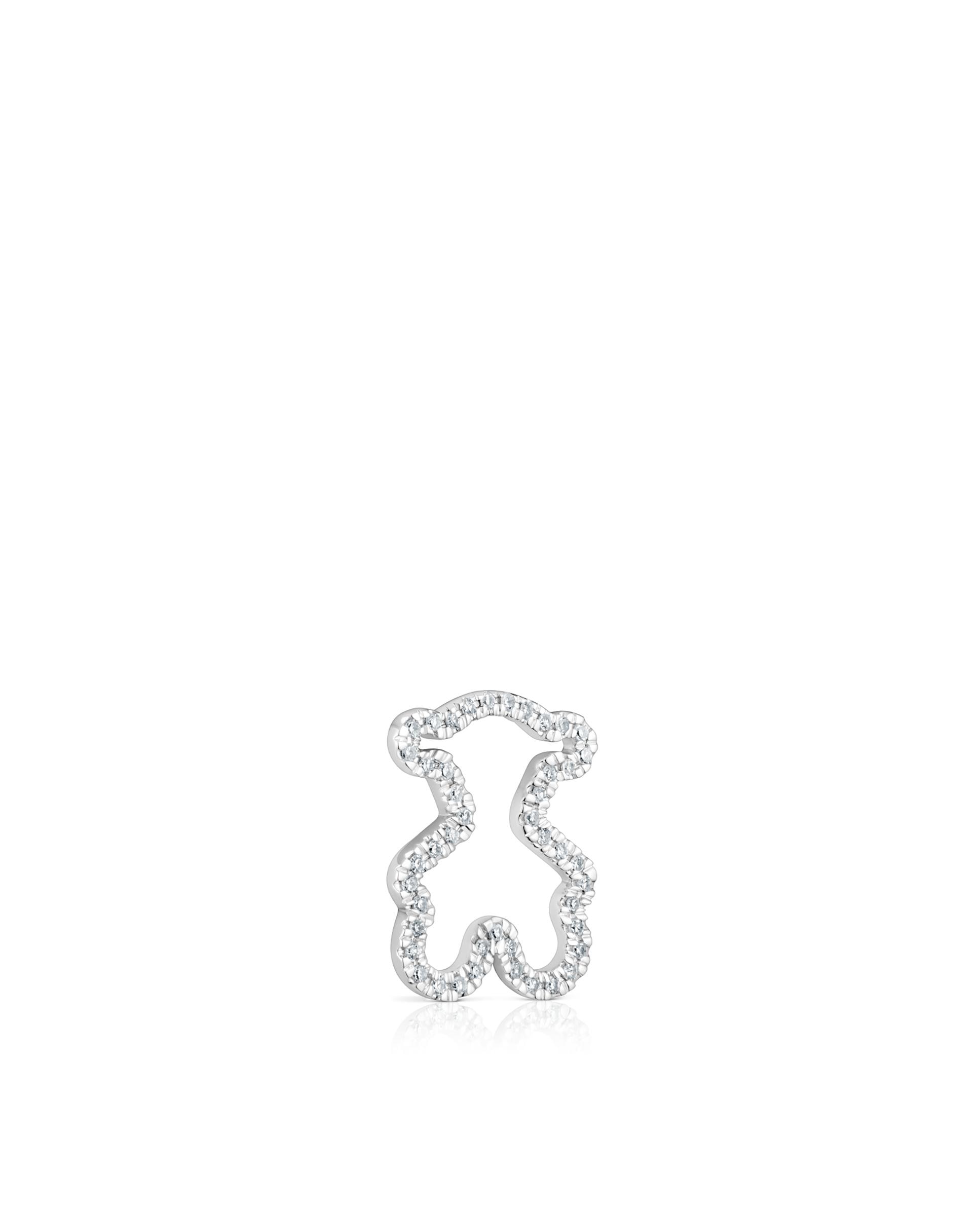 Pendente Icon Gems Urso de Ouro Branco com Diamantes Prata-2