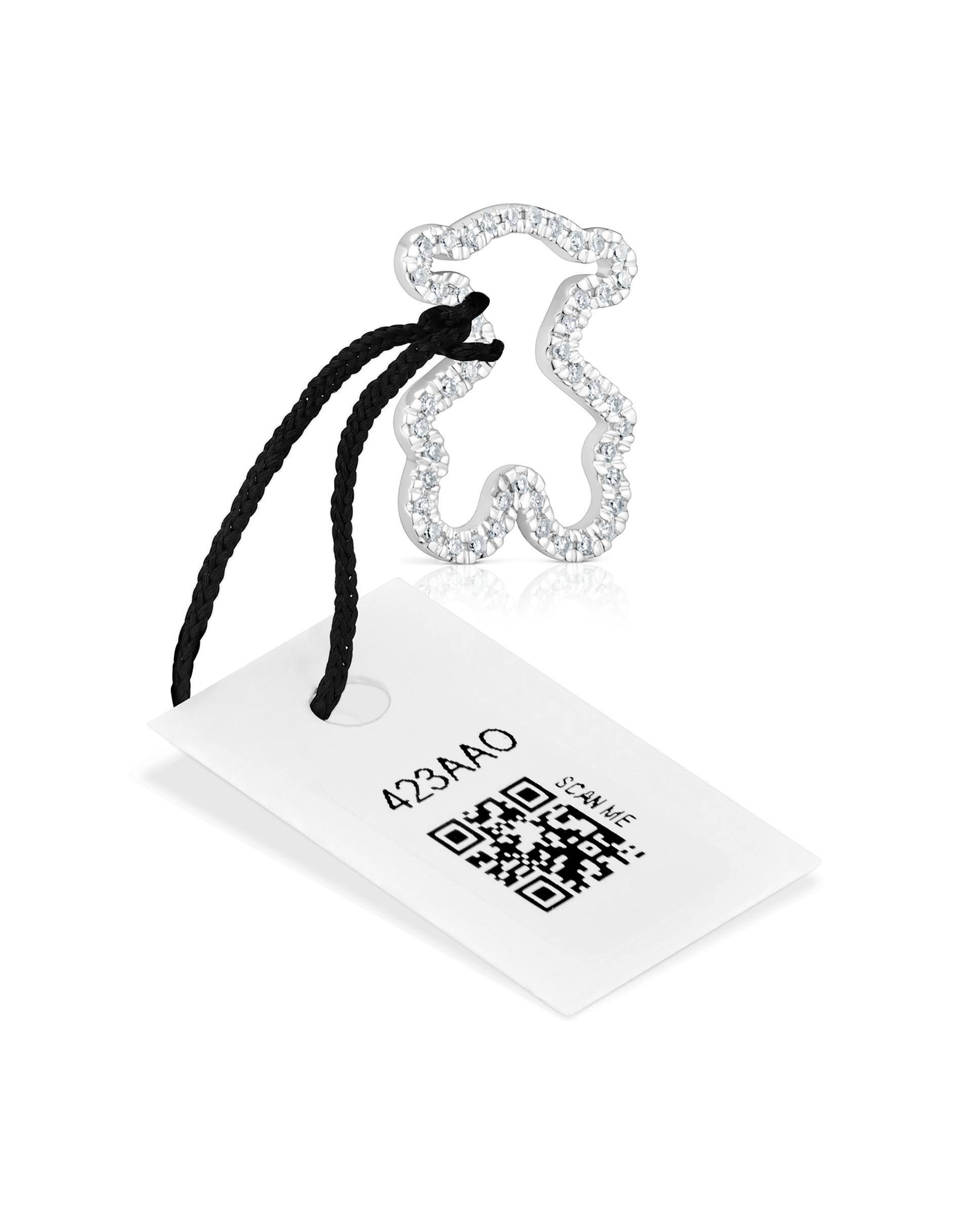 Pendente Icon Gems Urso de Ouro Branco com Diamantes Prata-4
