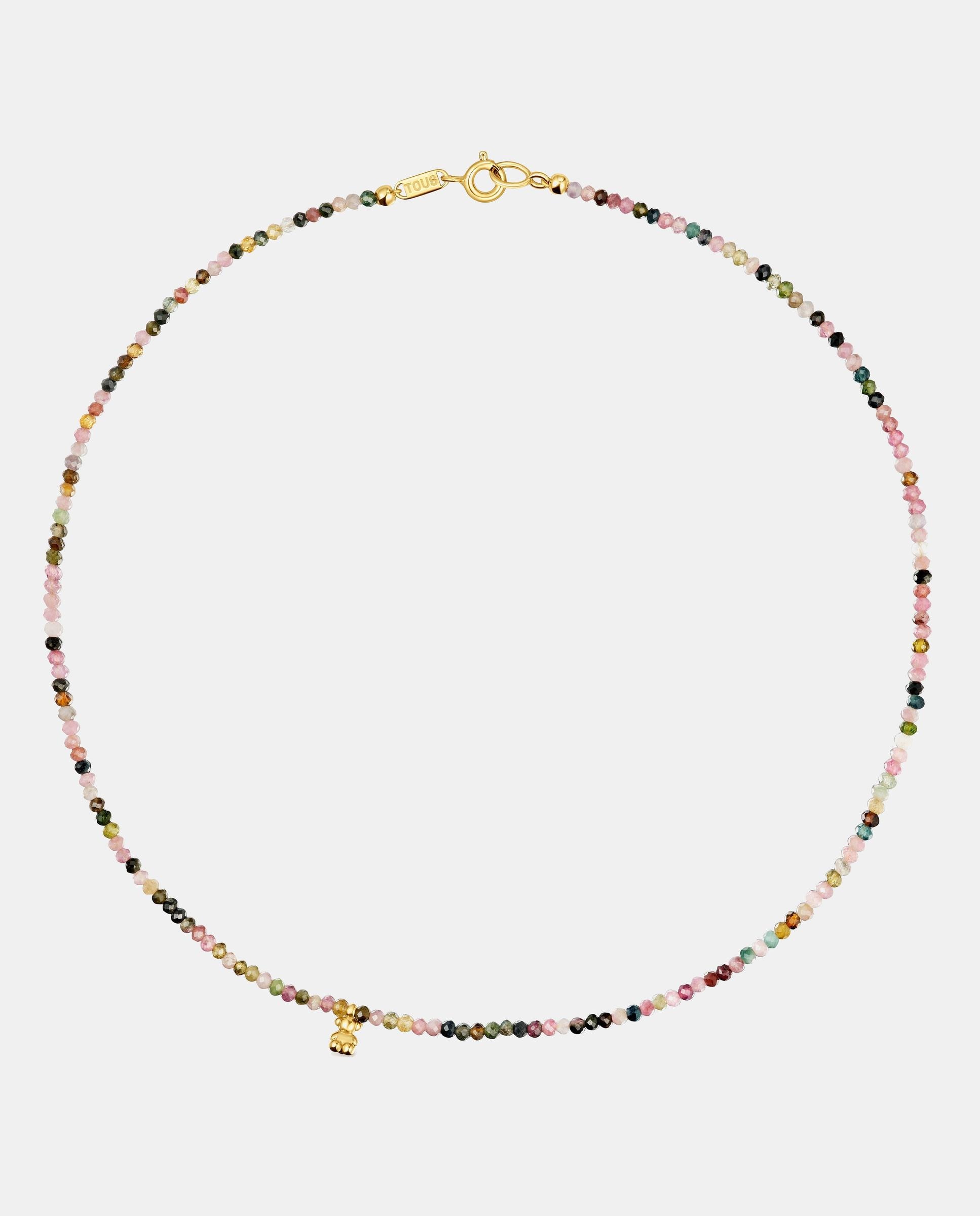 Colar Bold Bear Curto Banhado em Ouro 18 Kt Sobre Prata e Turmalinas Multicolor-1