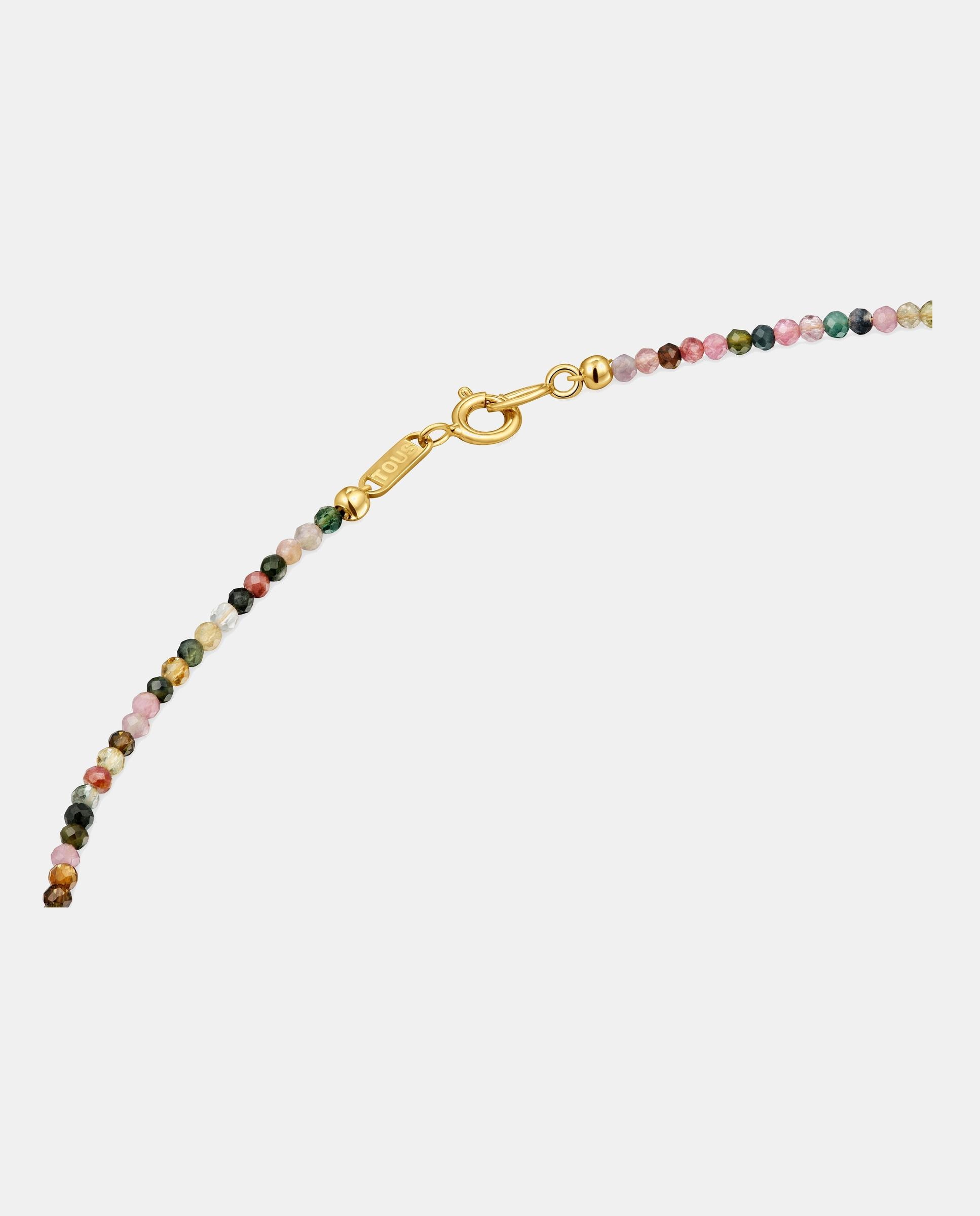 Colar Bold Bear Curto Banhado em Ouro 18 Kt Sobre Prata e Turmalinas Multicolor-3