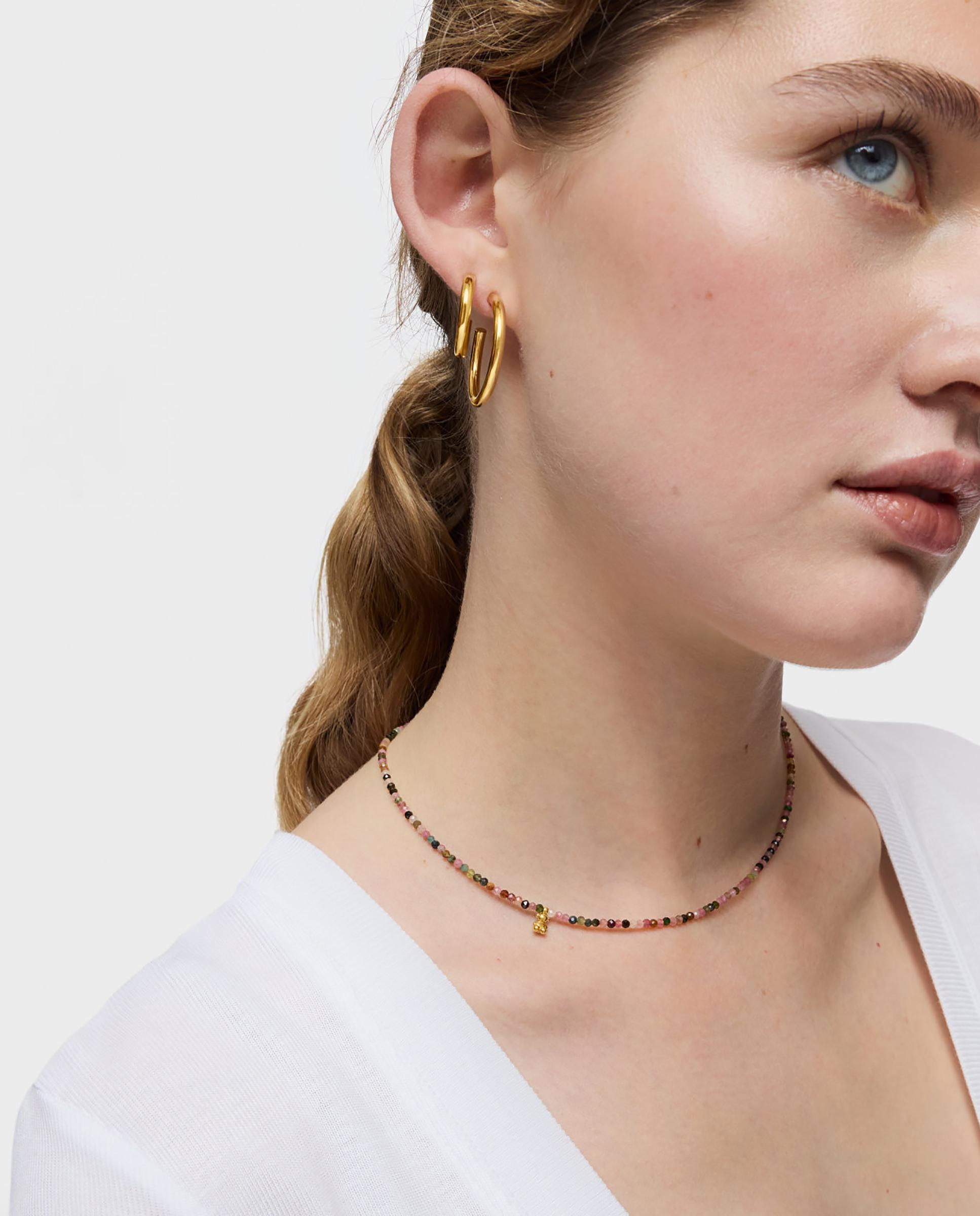 Colar Bold Bear Curto Banhado em Ouro 18 Kt Sobre Prata e Turmalinas Multicolor-4