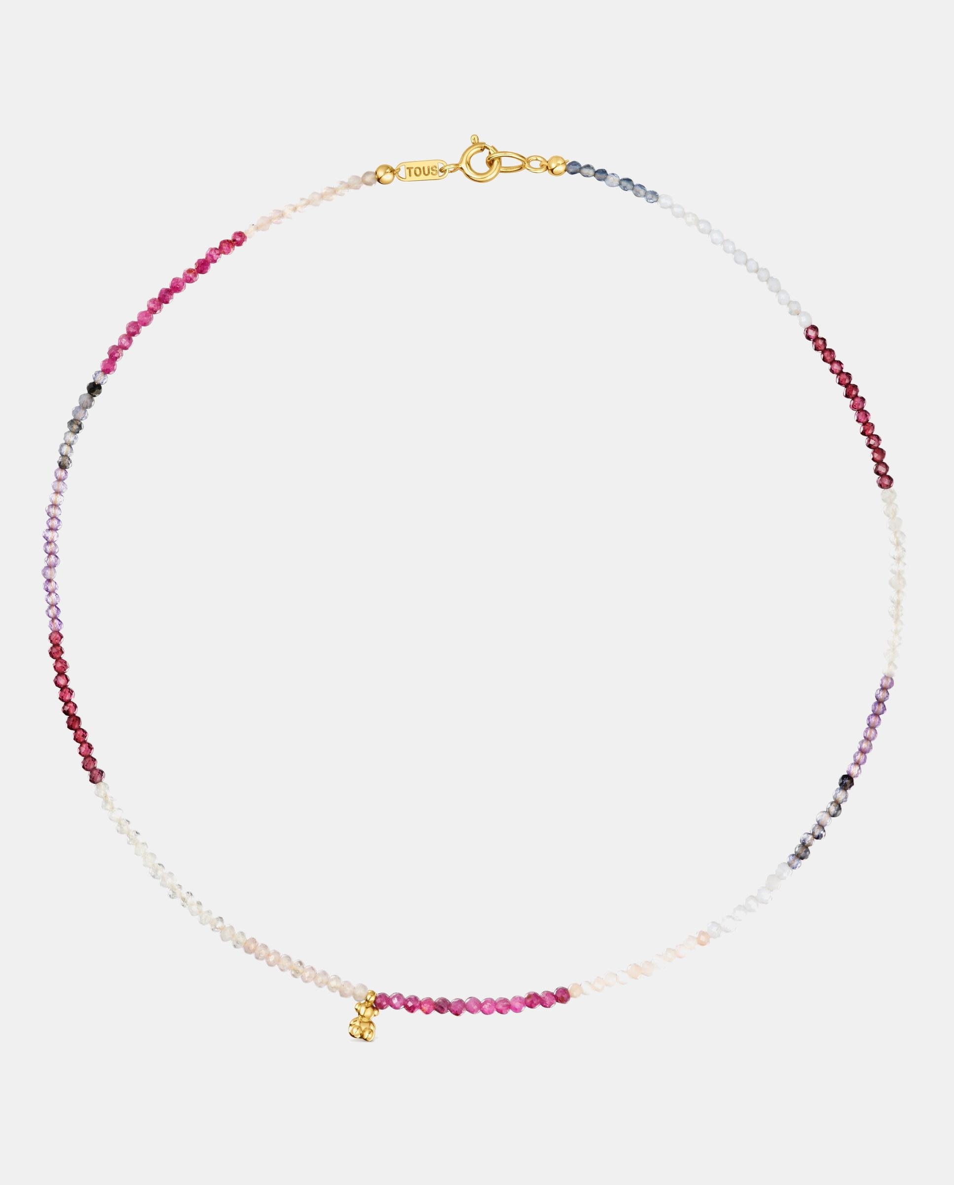 Colar Bold Bear Curto Banhado em Ouro 18 Kt Sobre Prata e Turmalinas Multicolor-1